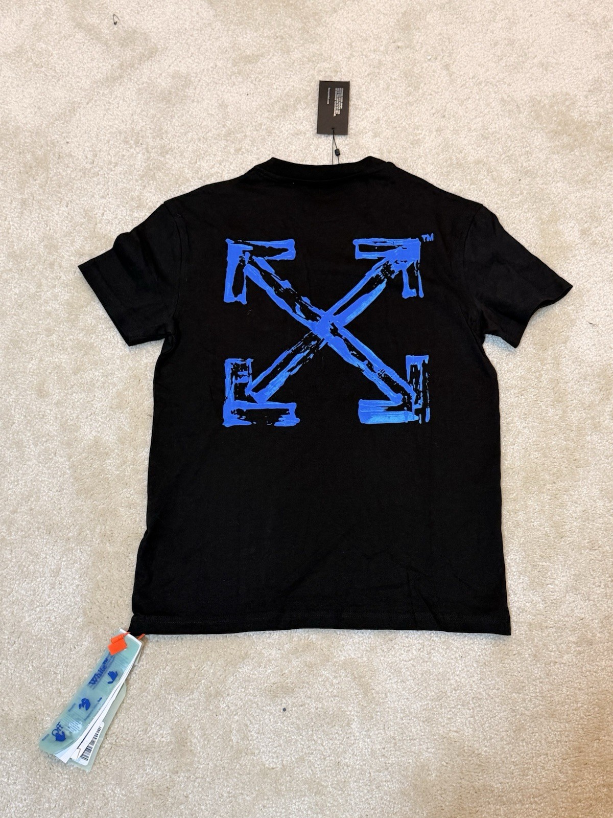 Off-White Men’s XXS Black Cotton Jersey Graphic Logo Crew Neck Short Sleeve Tee