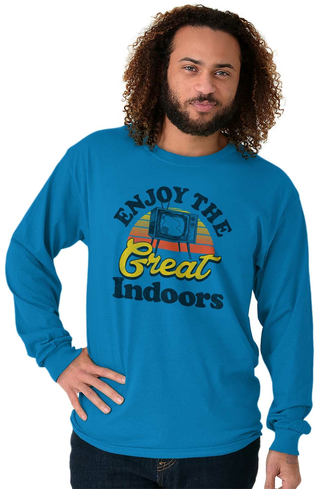 Enjoy The Great Indoors TV Binge Watcher Long Sleeve Crewneck Tee Men Women