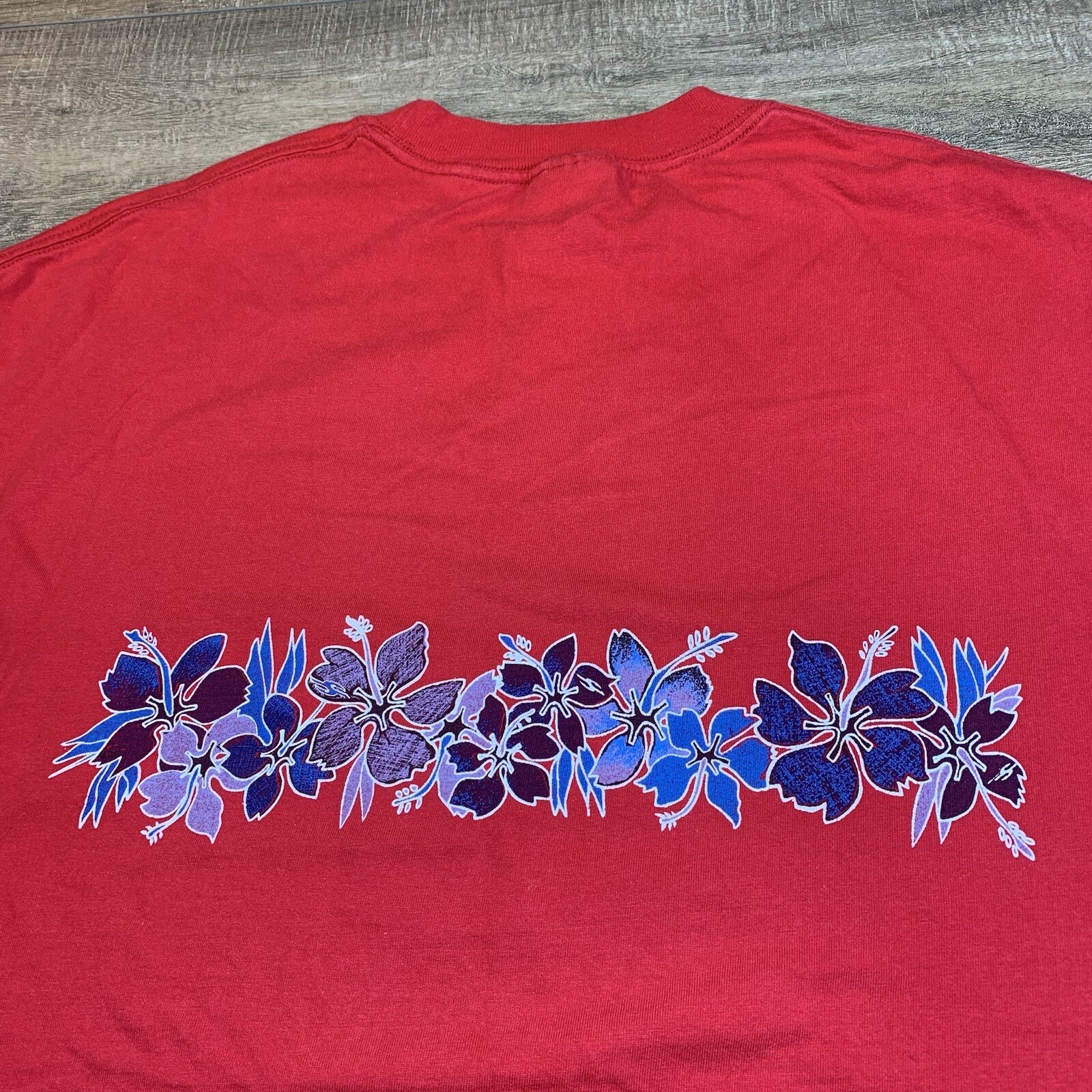 Vintage Diamond Star Allstyle Mens T-Shirt Size (XL) Red MAUI Floral T-Shirt B5