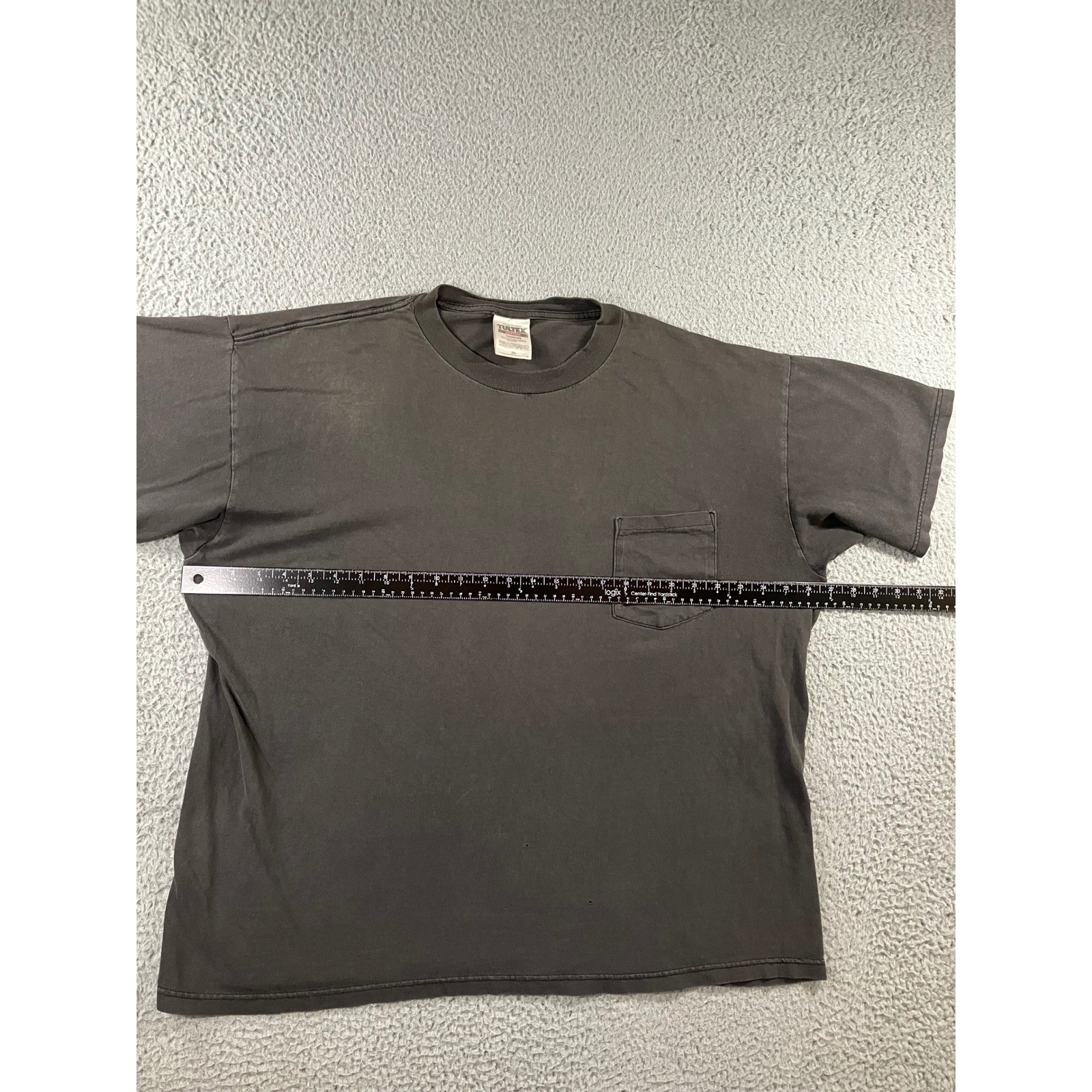 VTG 90s Tultex Pocket T-Shirt Men 2XL Faded Black Distressed Cotton Tee Thrashed