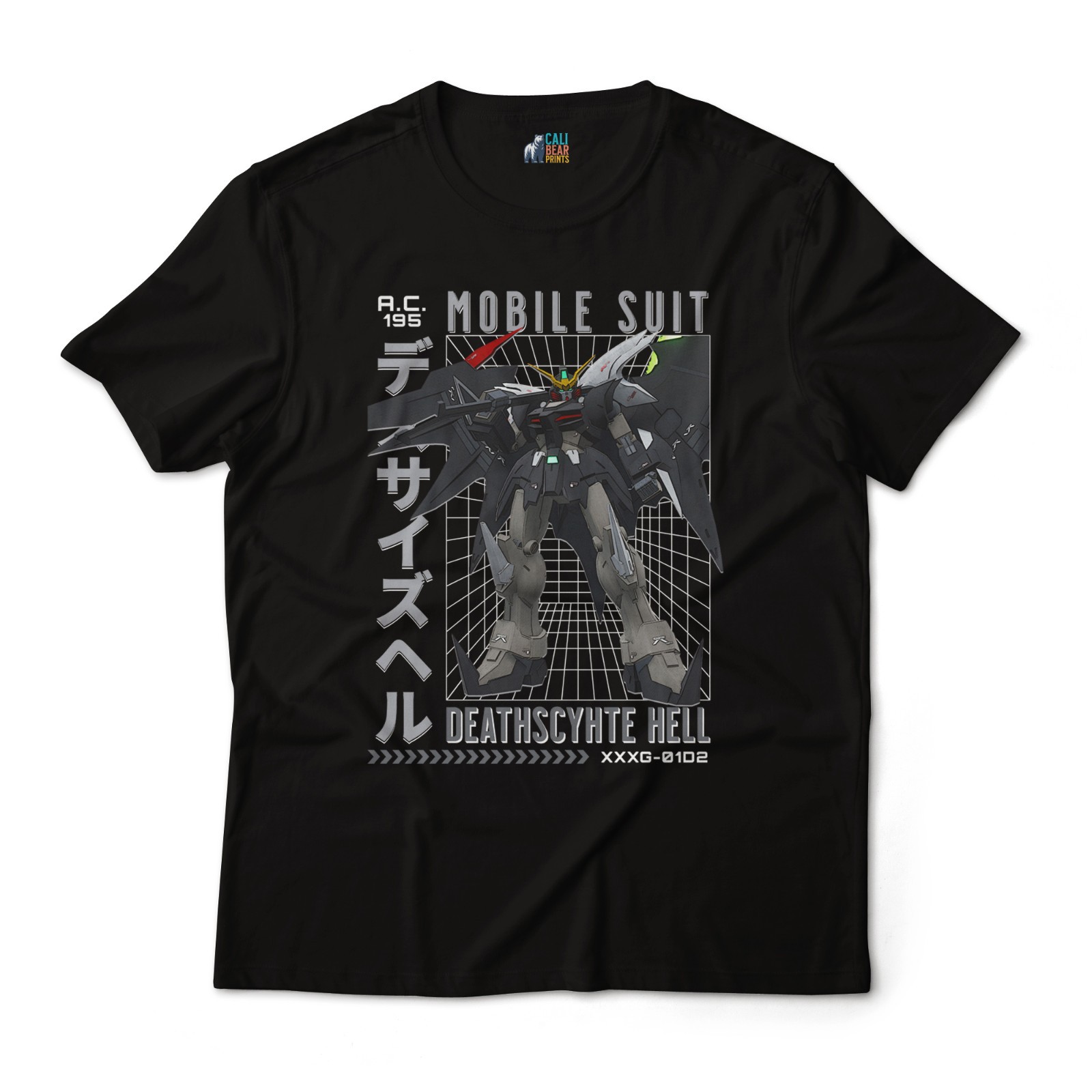Gundam Deathscythe Hell XXXG-01D2 Retro Anime Grid Design Graphic Art T-Shirt