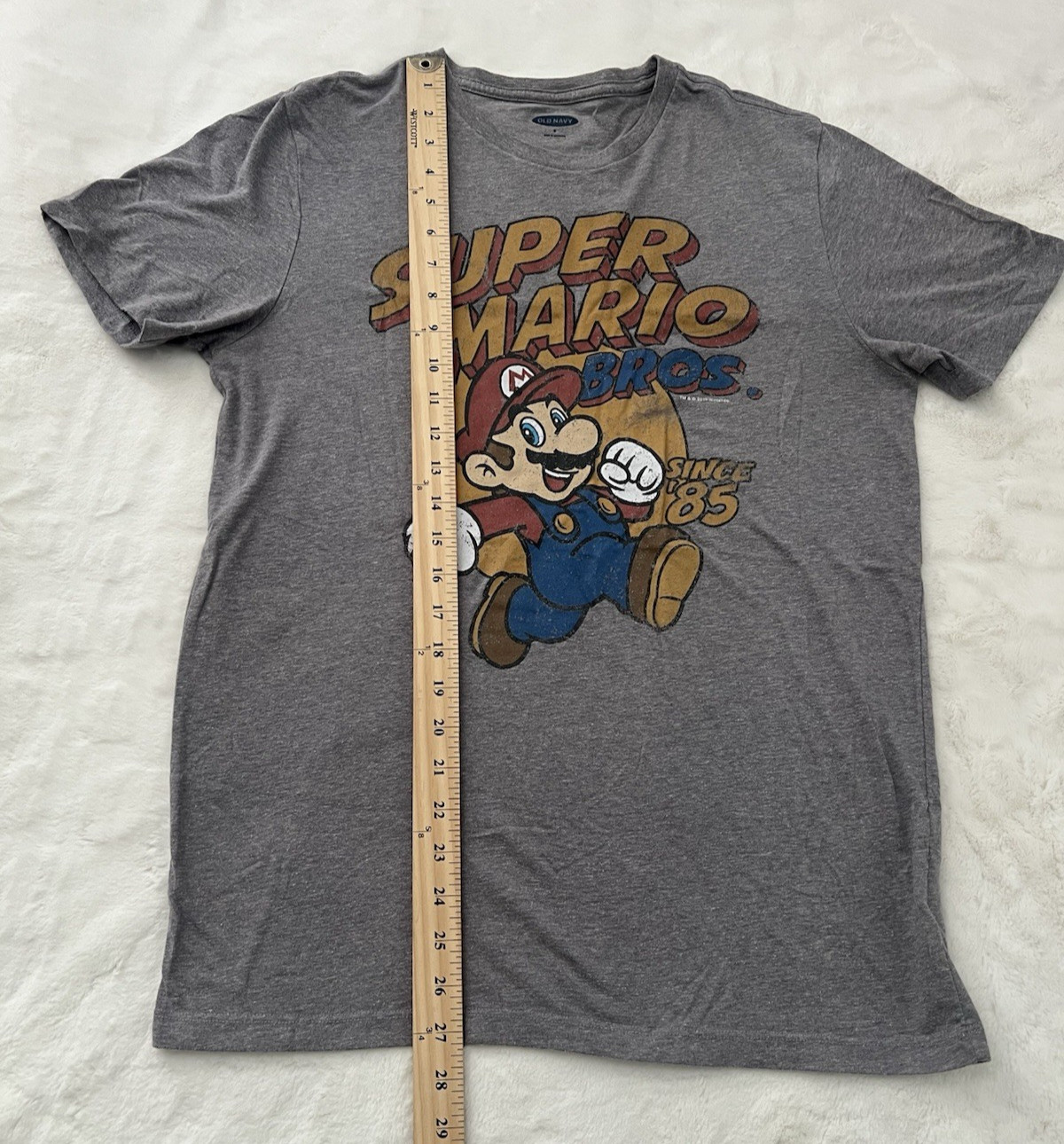 Super Mario Bros T Shirt Mens Small Gray Graphic Old Navy Nintendo Tee