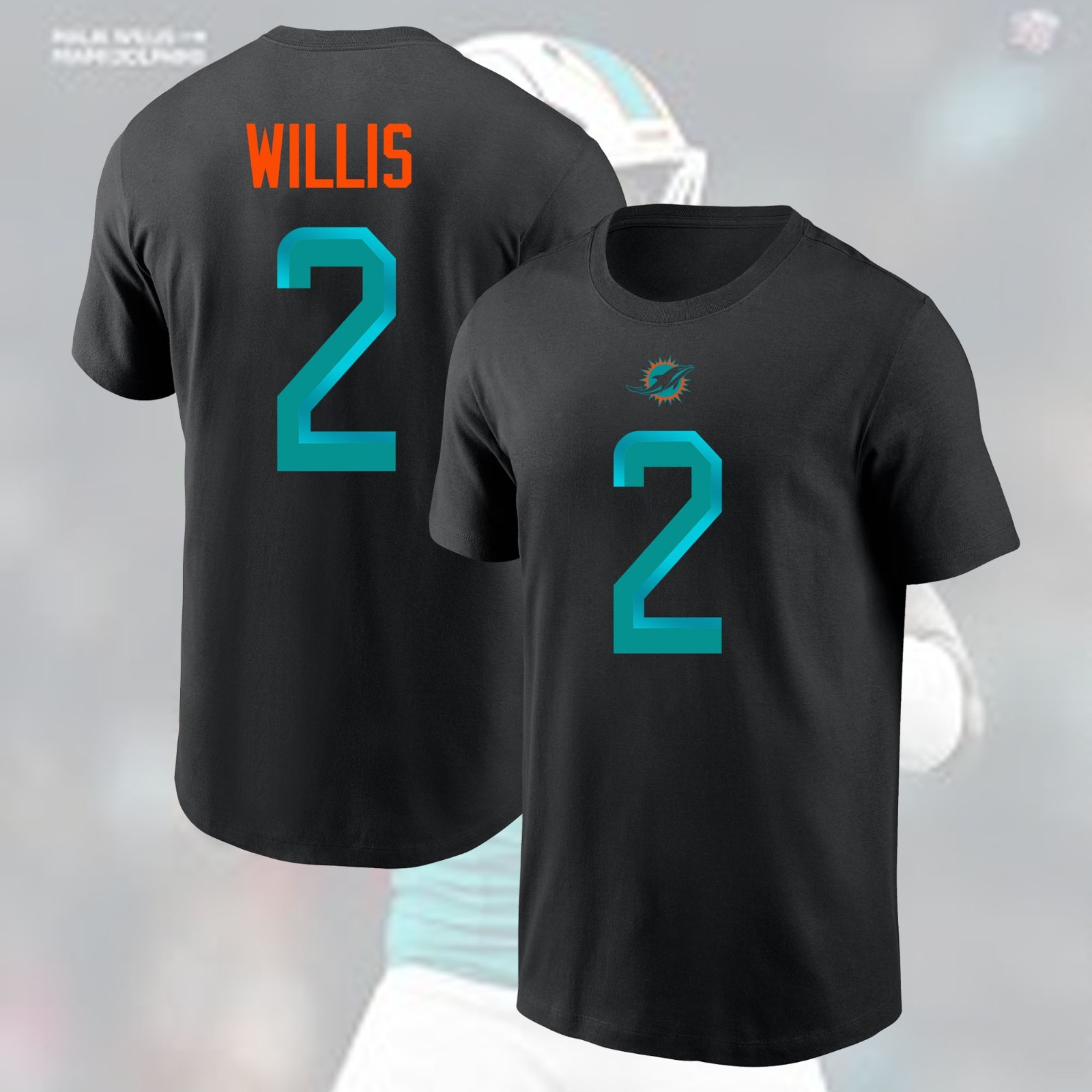 HOT SALE! Malik Willis #2 Miami D0lphins 2026 Name & Number Gift For Fans