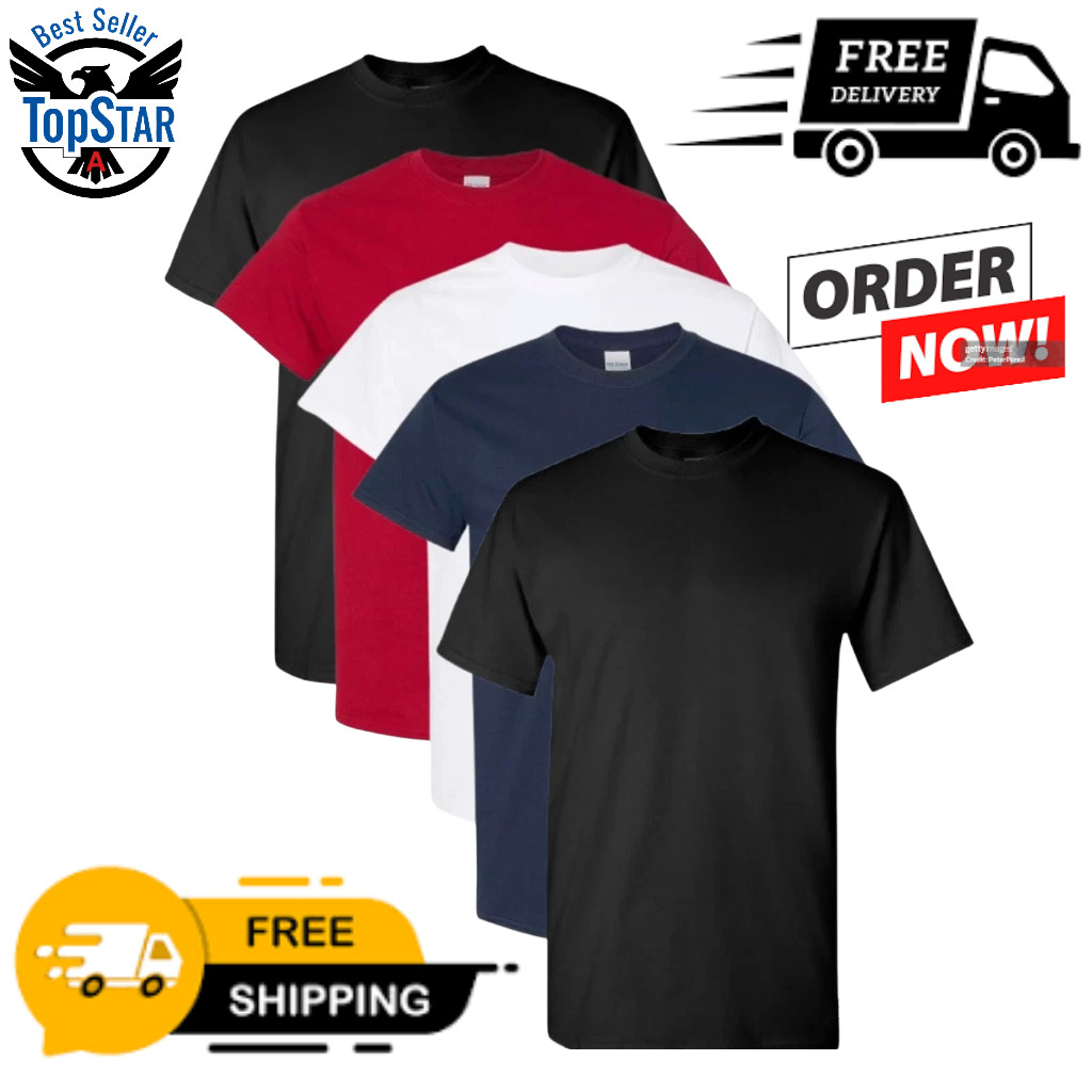 Gildan (5-pack) Solid Heavy Cotton Short Sleeve Blank Men T-Shirt S-3XL