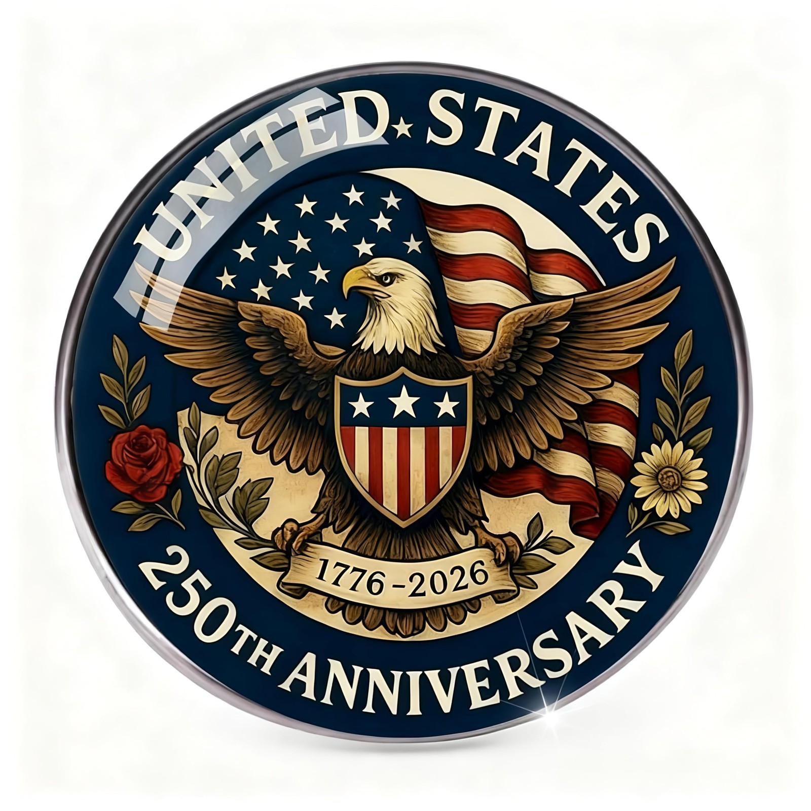United States 250th Anniversary Lapel Pin Glass 250th US Founding Anniversary…