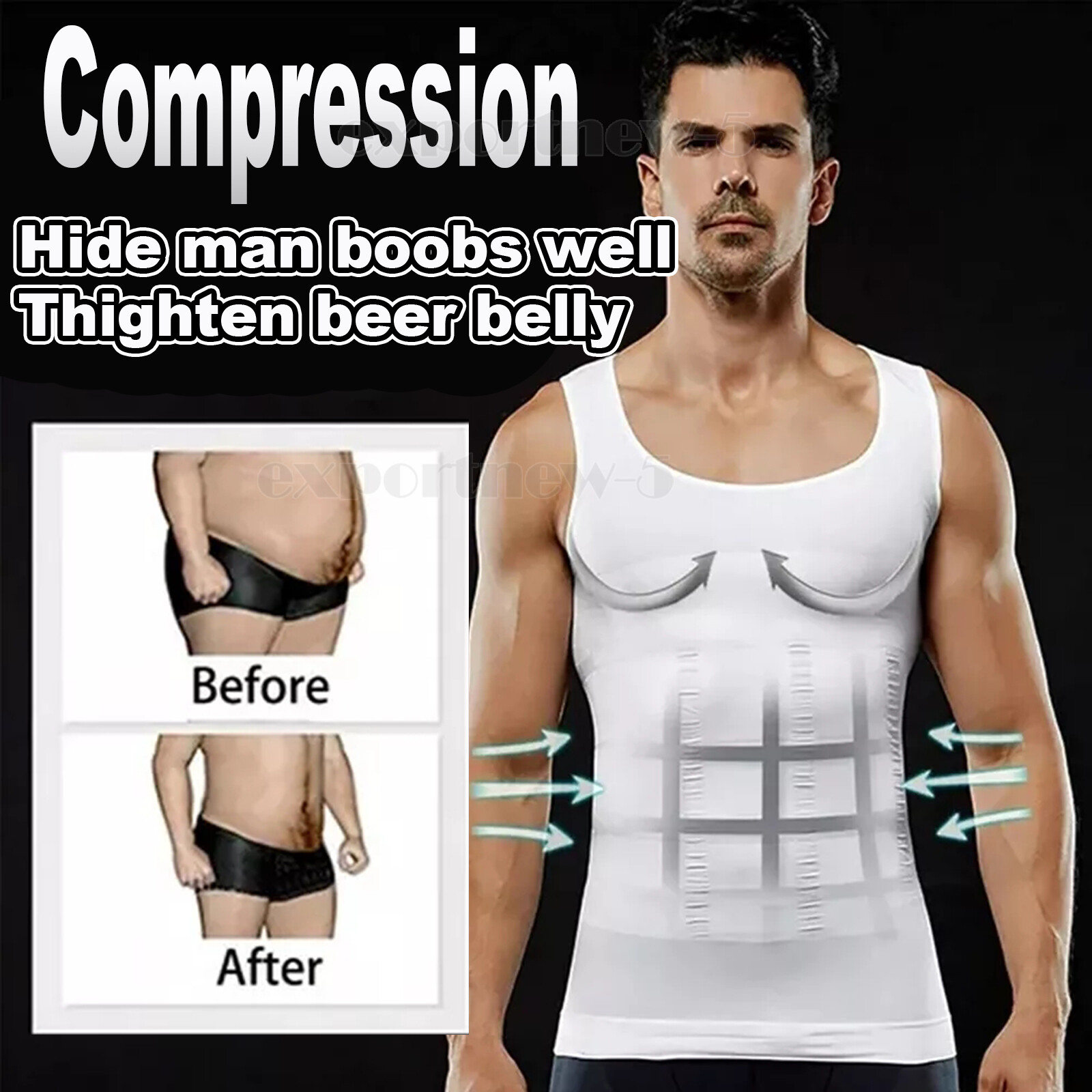 Men Slimming Body Shaper Compression Gynecomastia T-shirt Posture Corrector Vest