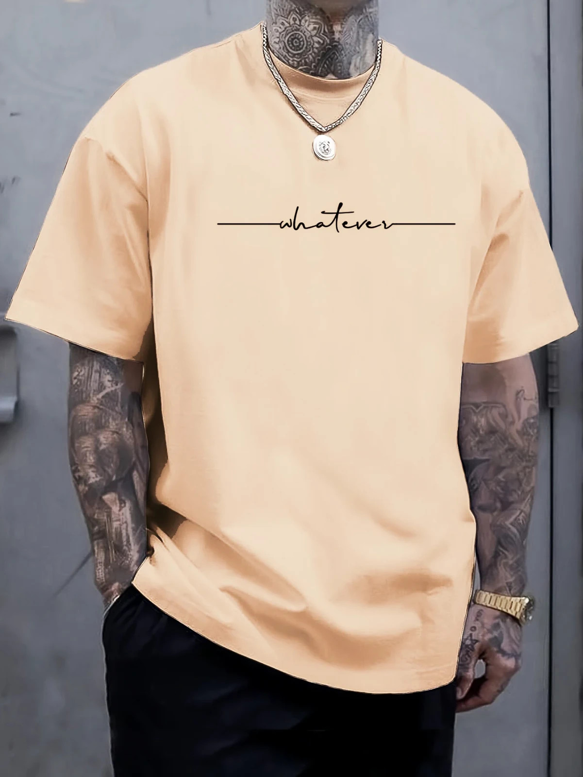 Summer Men’s Cotton Casual Loose Fit Printed Round Neck Short Sleeved T-shirt