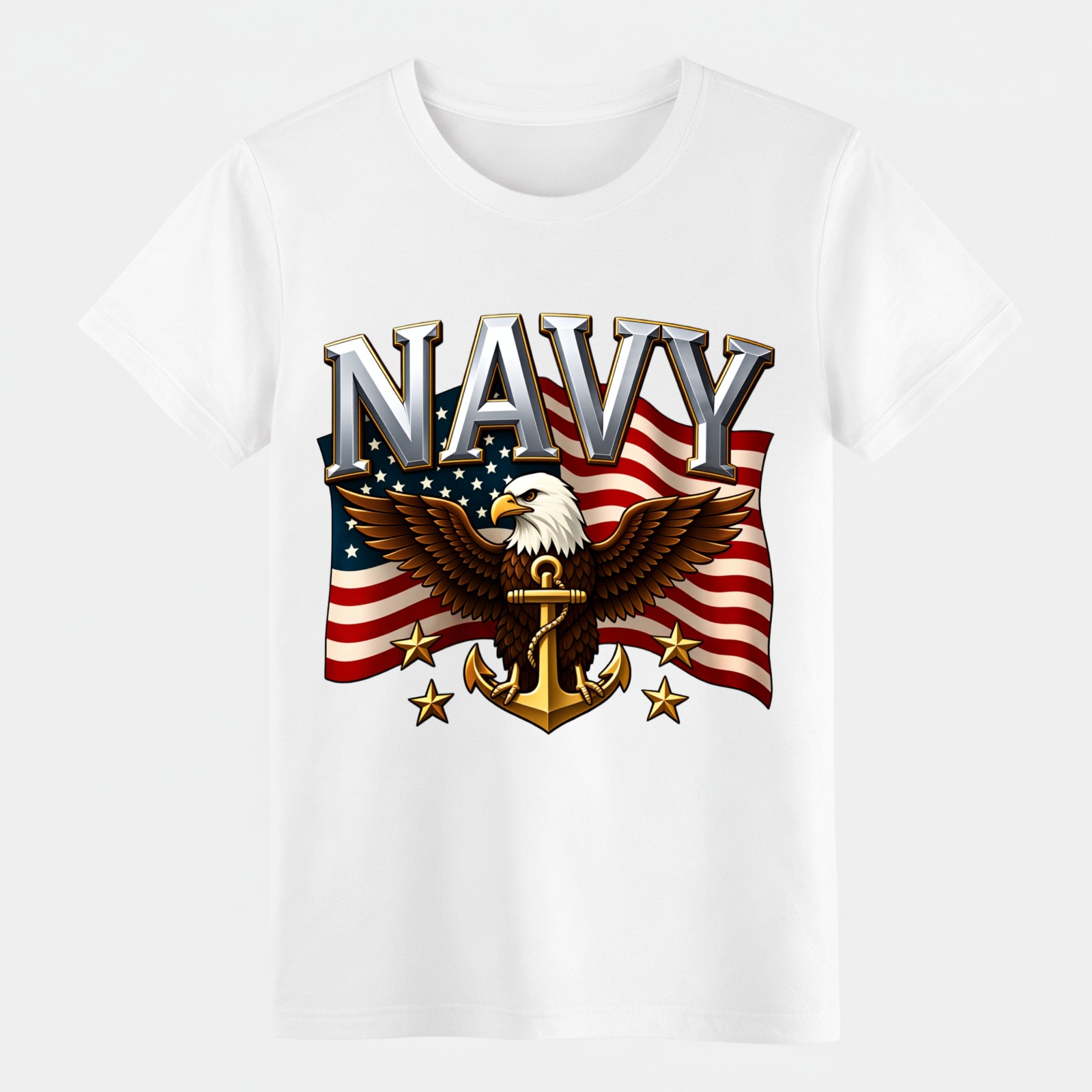U.S. Navy Eagle Flag Cotton T-Shirt – Unisex Patriotic Military Appreciation Tee