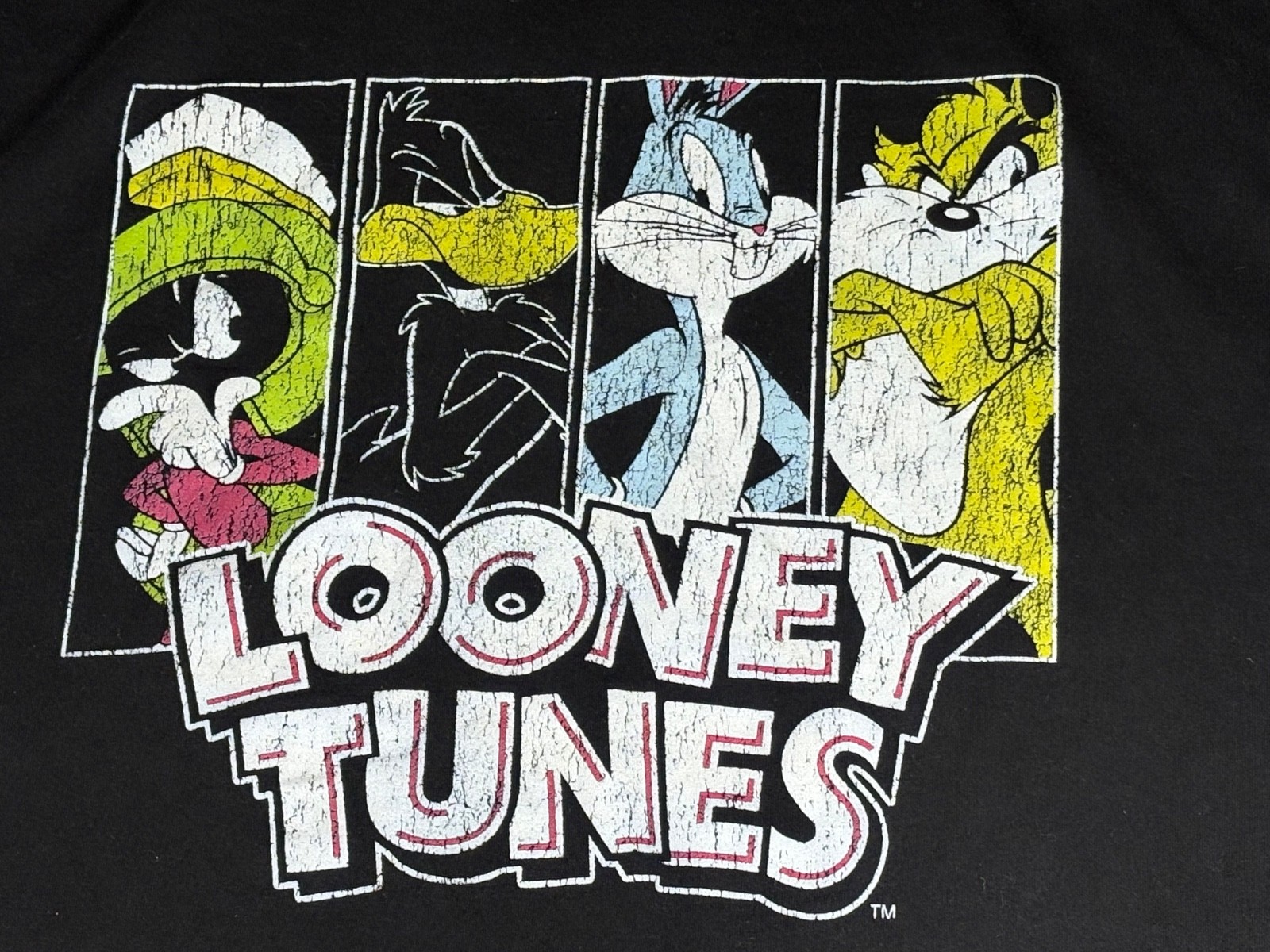 Looney Tunes T Shirt Men 4XL Black Bugs Bunny Marvin Martian Cartoon Graphic