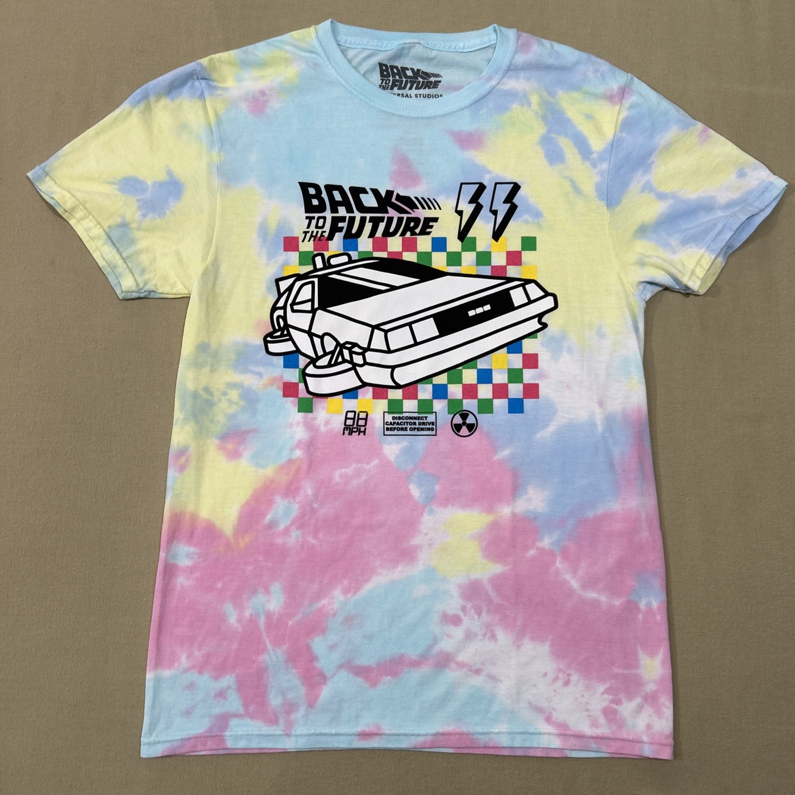 Back To The Future Universal Studios Park Tie-Dye Shirt Size Small Delorean