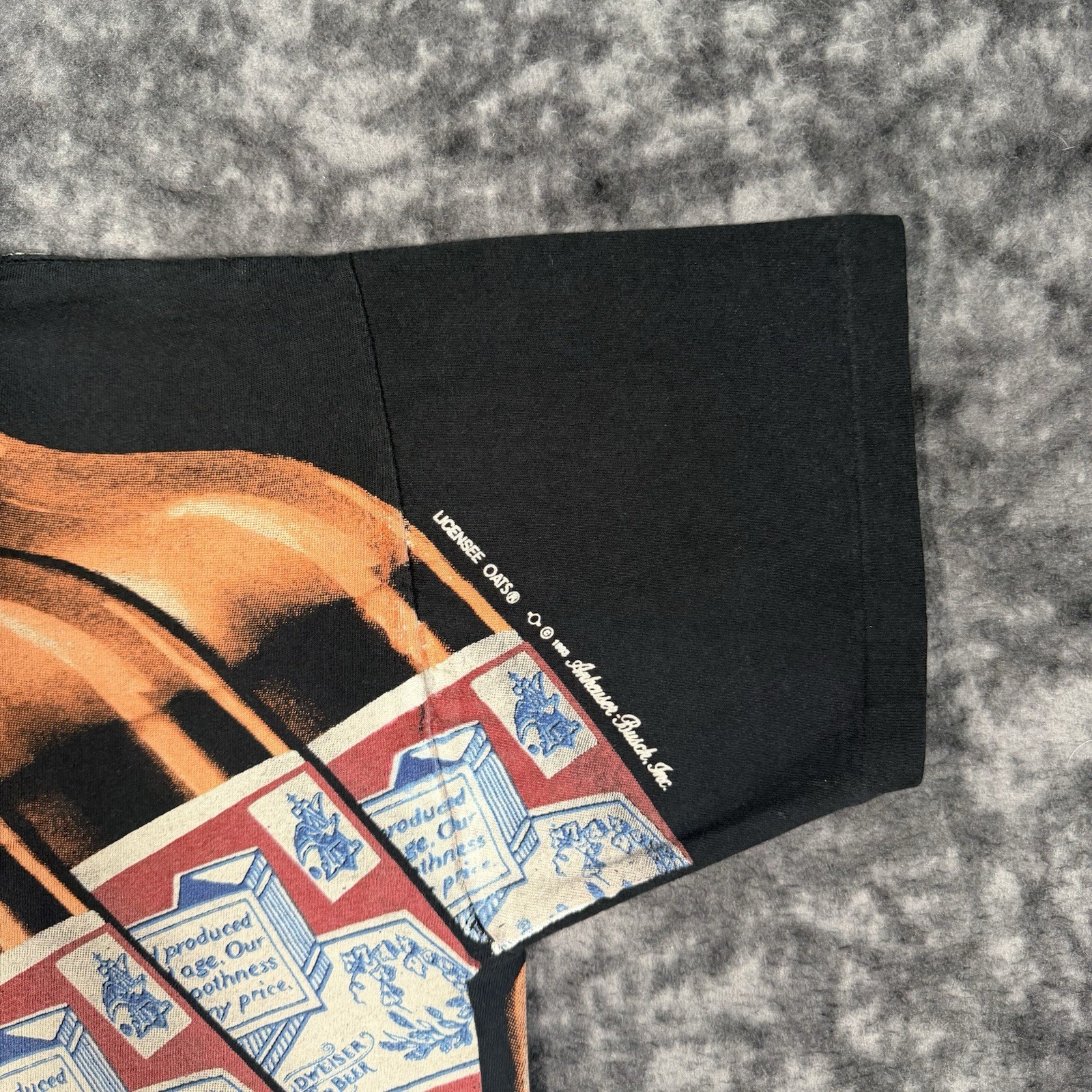 Vintage All Over Print Budweiser TShirt Mens Size L AOP Wild Oats 1993 Rare