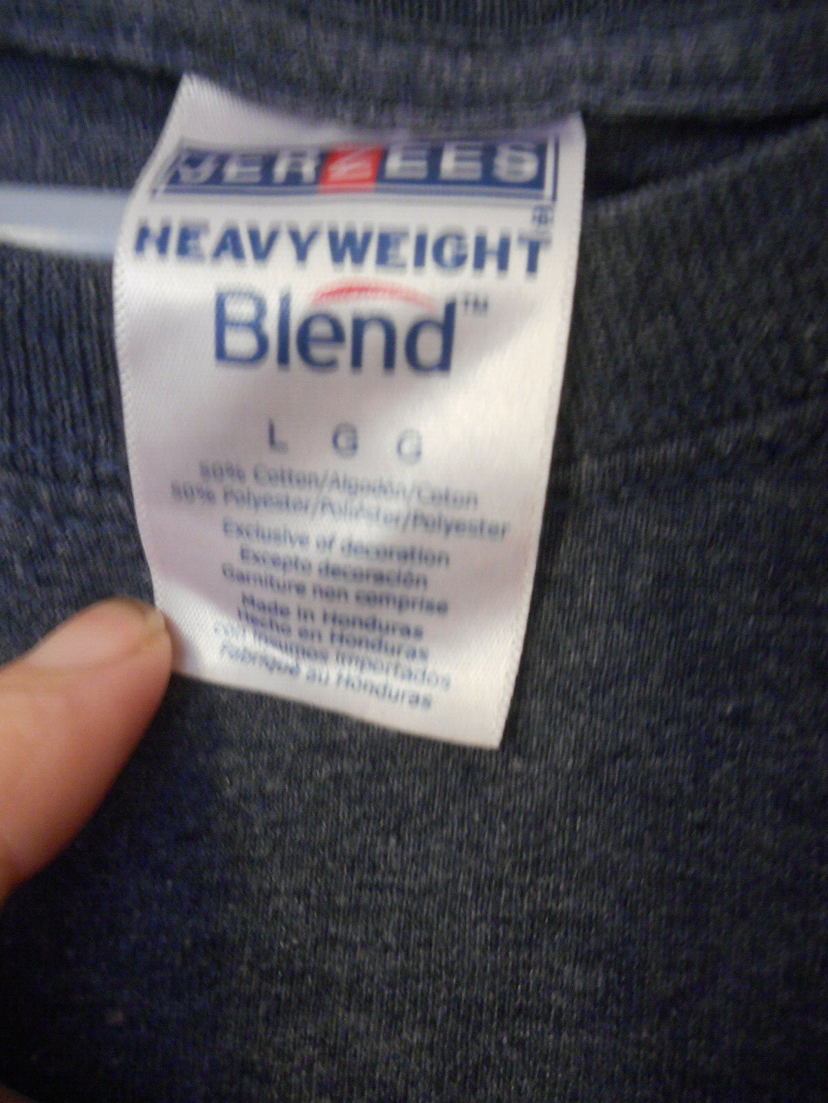 Jerzees Size L Blue Grey 50/50% cotton/poly t-shirt
