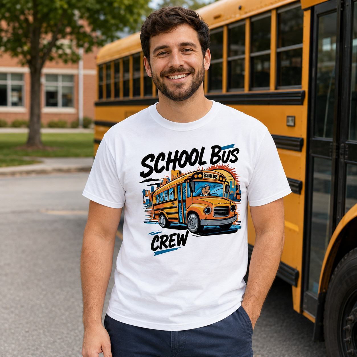 School Bus Crew Shirt Back to School Graphic Tee Funny School Staff Unisex Gift