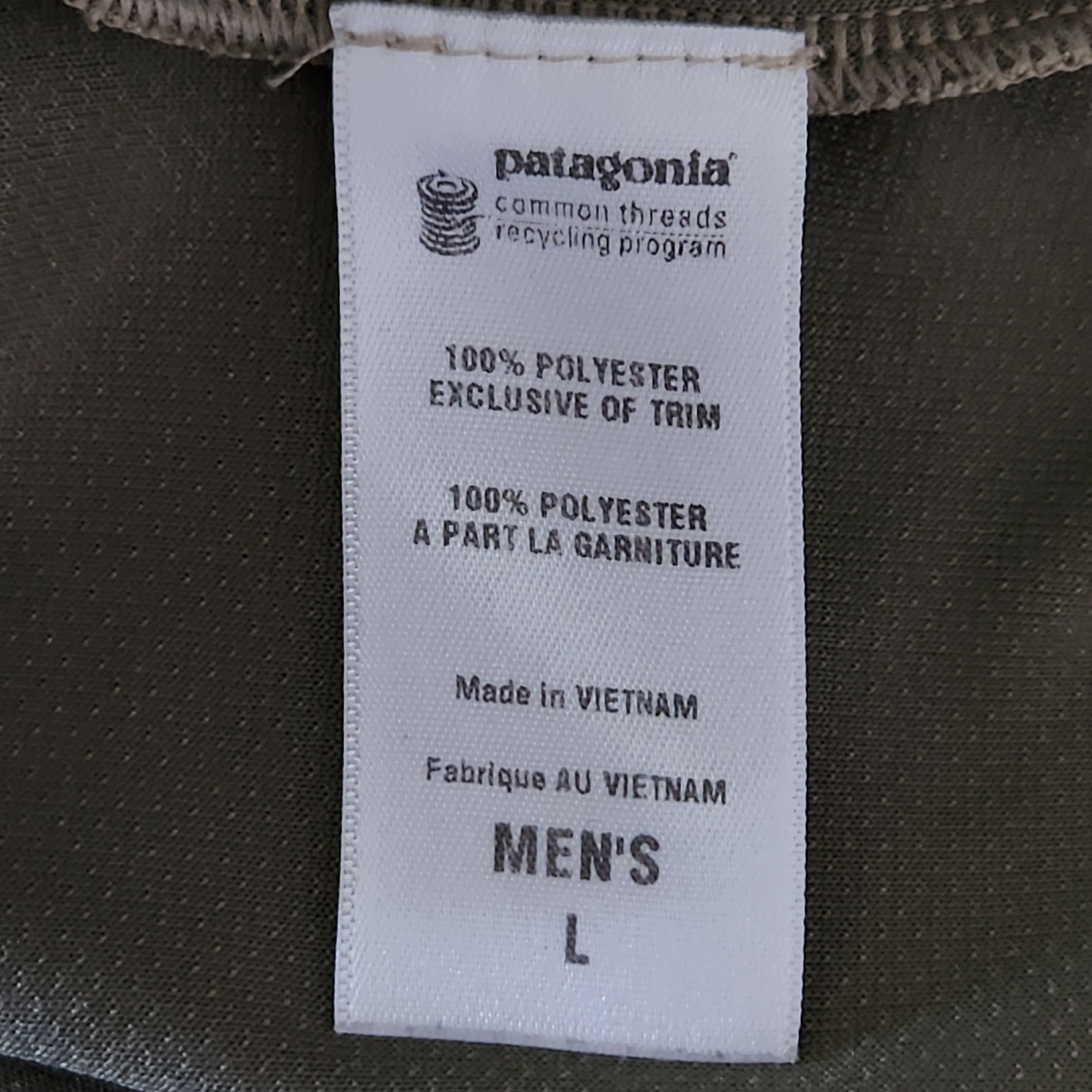Patagonia Sunshade Shirt Mens Large Retro Khaki Bonefish Graphic Zipper Pocket