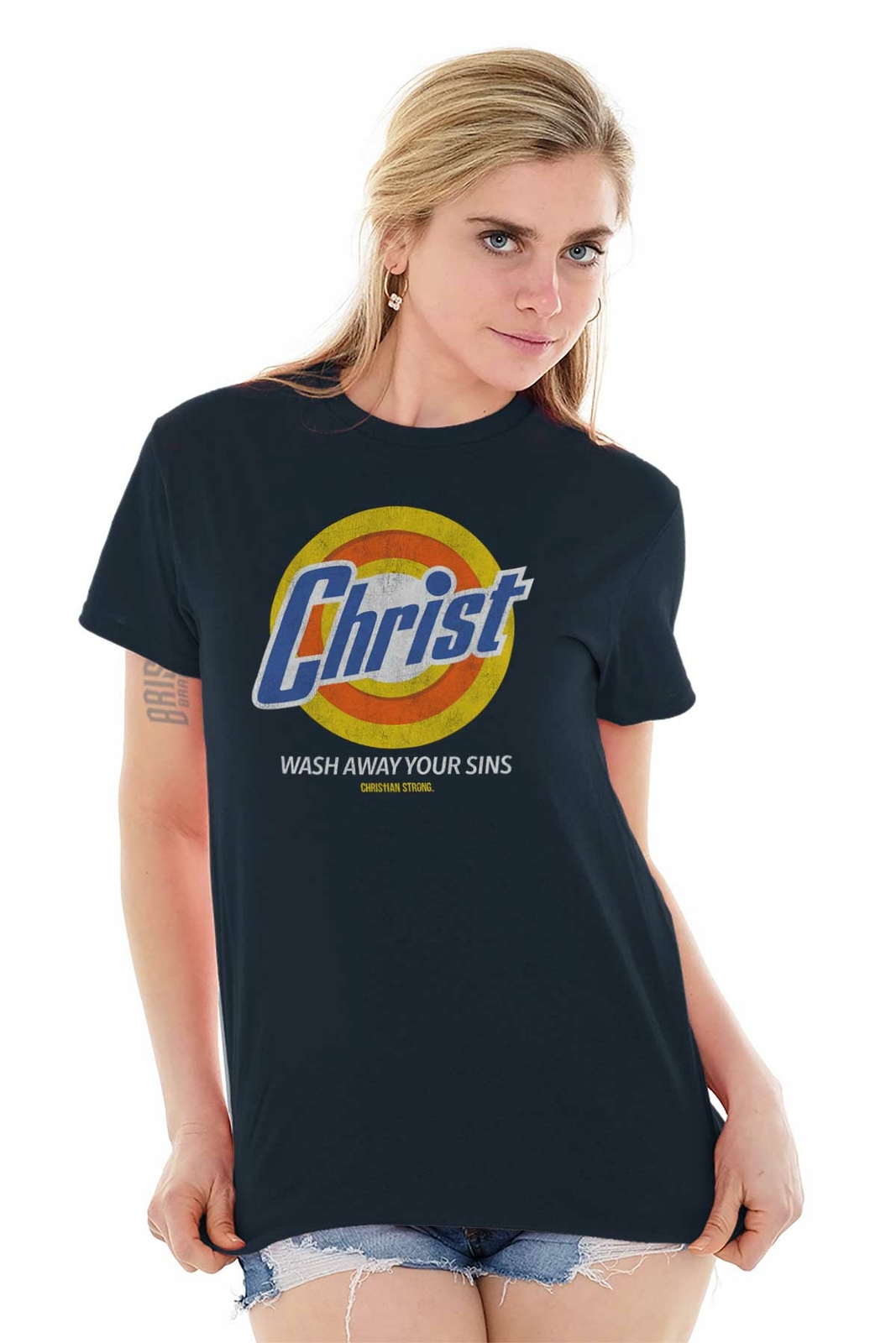 Christ Wash Away Sins Christian Religion Womens or Mens Crewneck T Shirt Tee