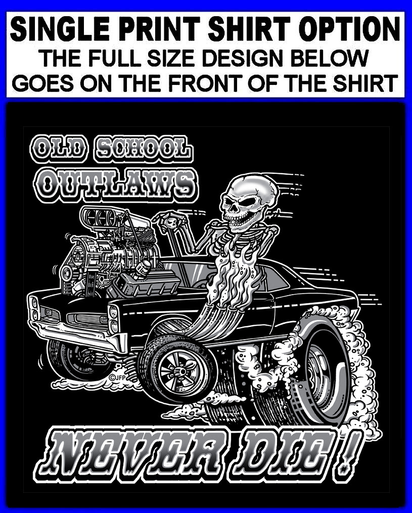 1966 1967 Hot Rod Muscle Car Outlaw Gasser Drag Race Cartoony Skeleton T-shirt