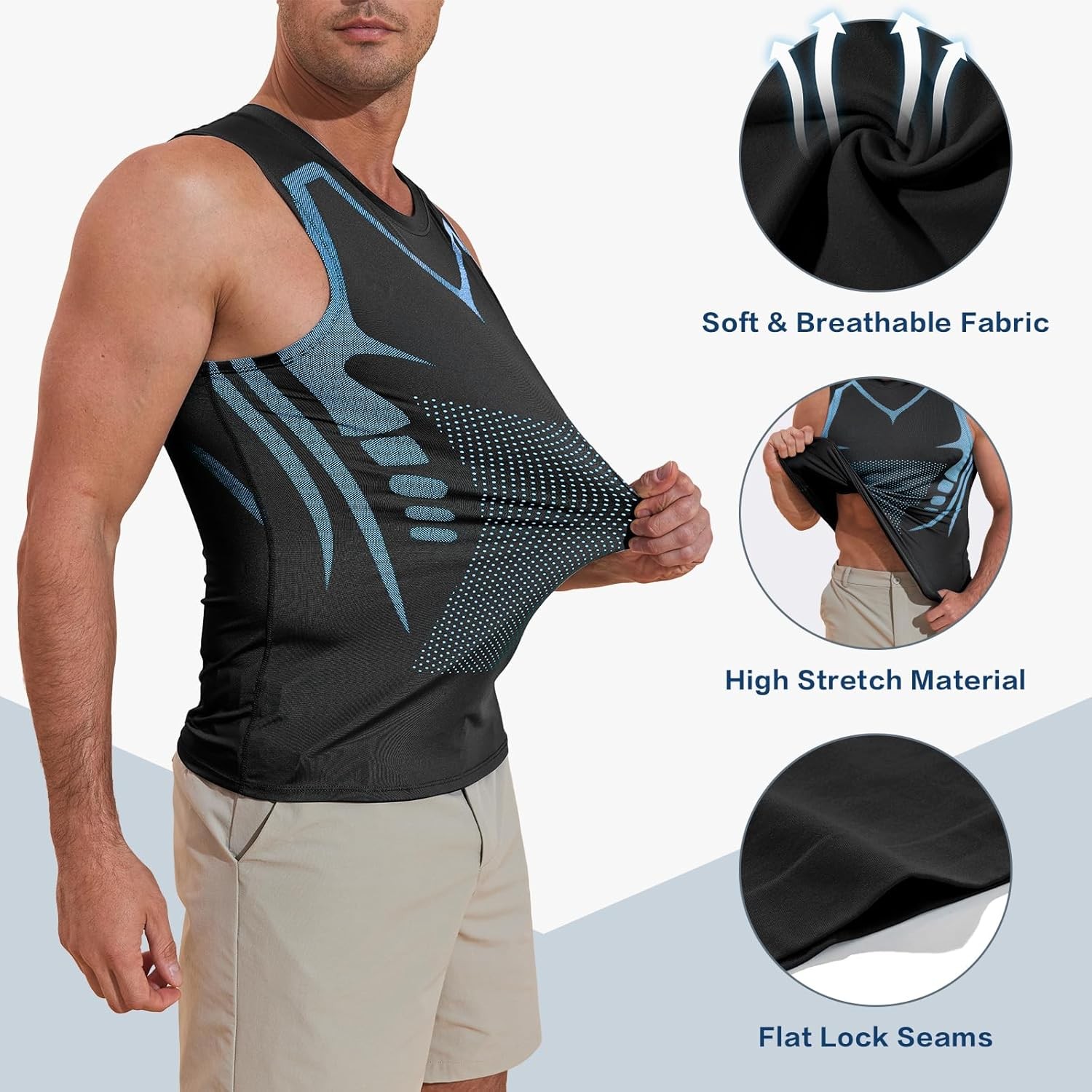 Men’s Compression Shirt Ionic Shaping Sleeveless Vest Sports Base Layer Tank Top