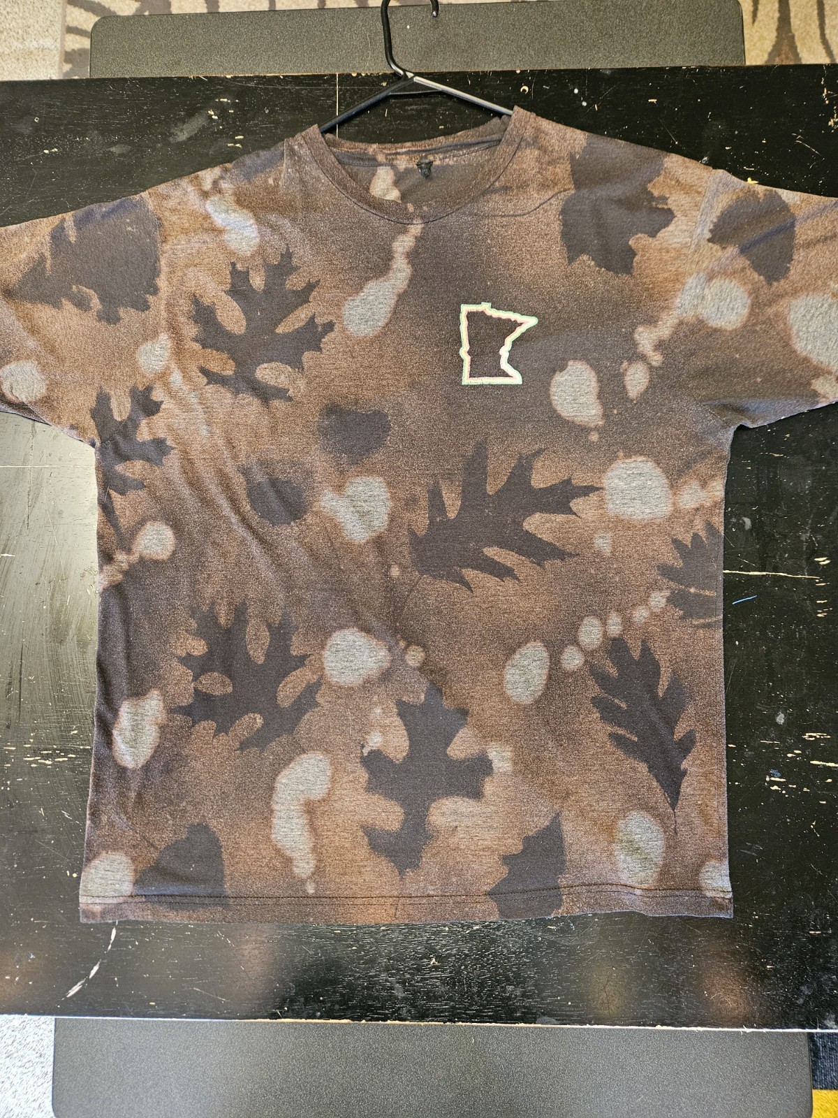 State Run Men’s Brown Bleached Camo Crew Neck Short Sleeve Logo T-Shirt 2XL