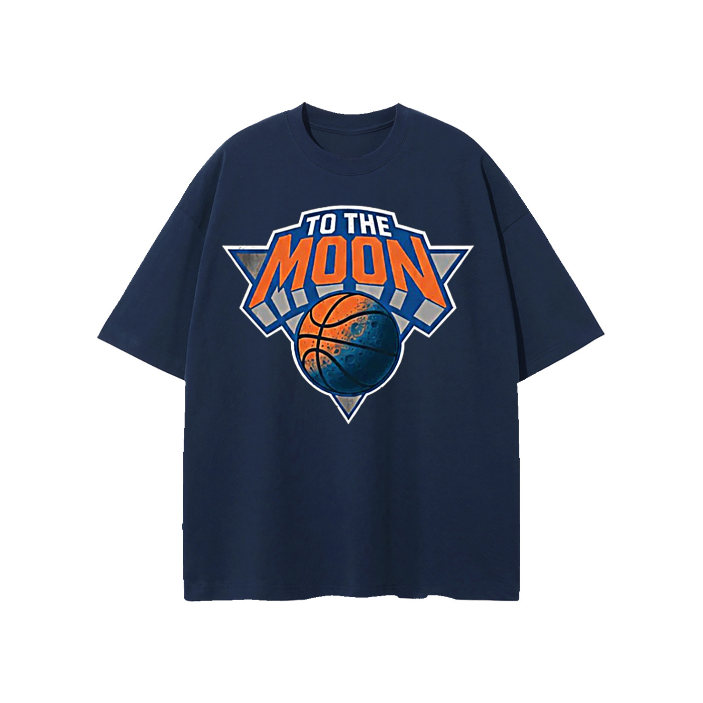 New York Knicks Basketball “To The Moon” T-Shirt NYC Double Sided Tee S-2XL