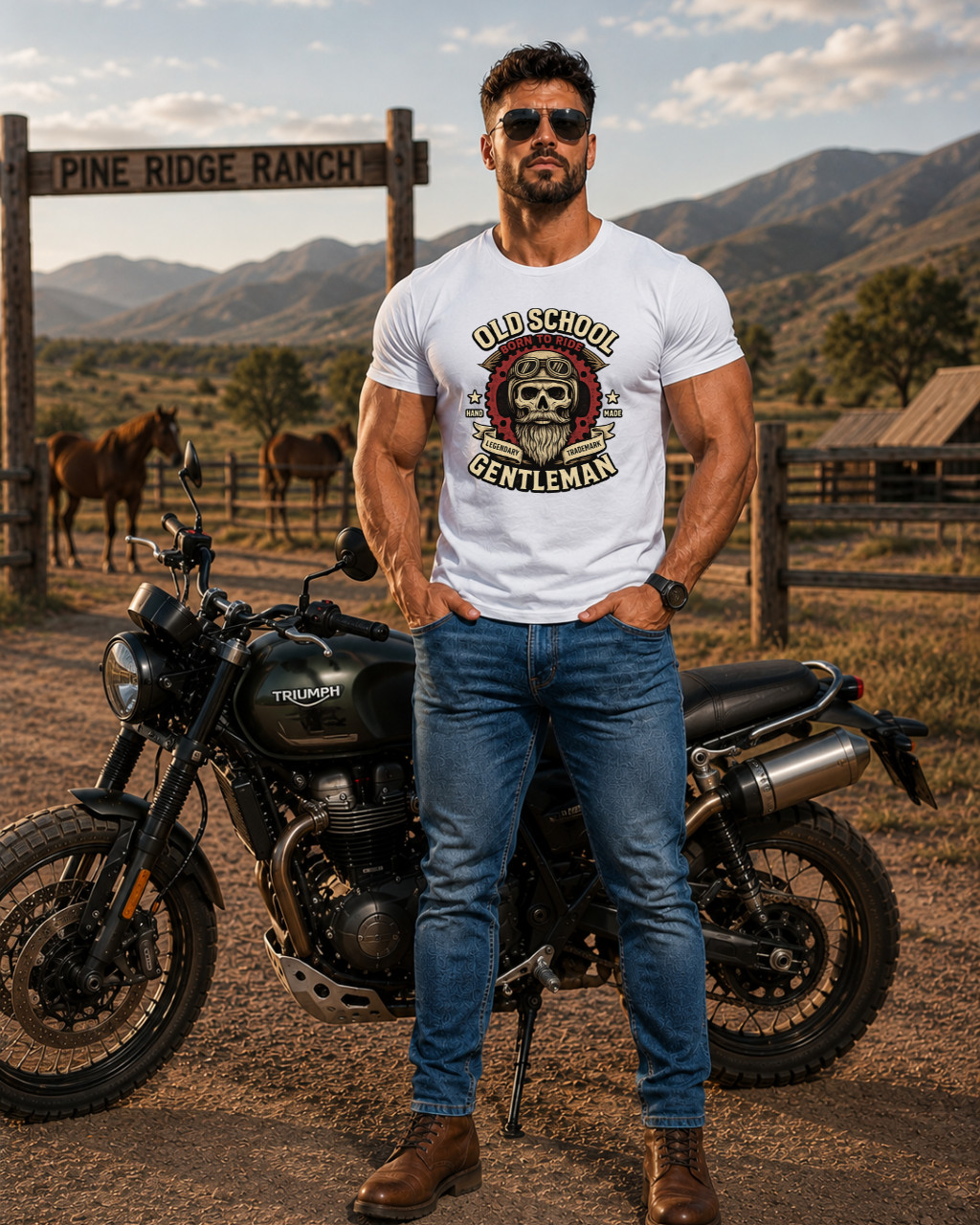 Men’s Heavy Cotton Crew Neck T-Shirt Graphic Premium Casual Daily Wear Biker Tee