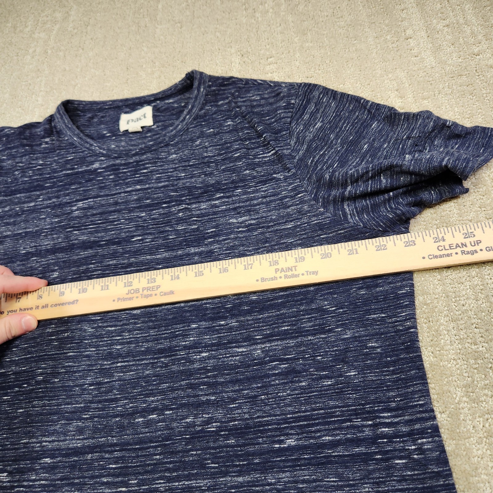 Pact Clothing Shirt Men Large 100% Organic Cotton Heather Blue Natural Fiber