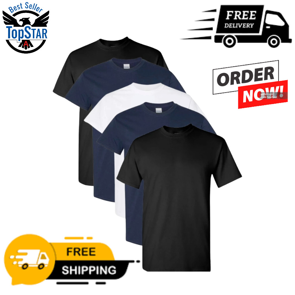 Gildan (5-pack) Solid Heavy Cotton Short Sleeve Blank Men T-Shirt S-3XL