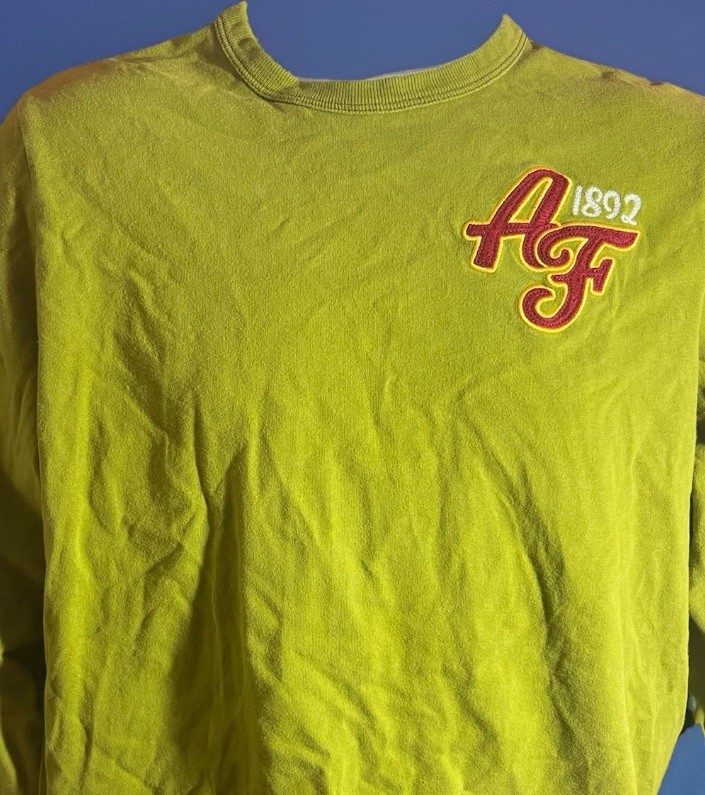 Abercrombie & Fitch VTG Long Sleeve Tee Apple Green Chest Logo Men’s Size Large