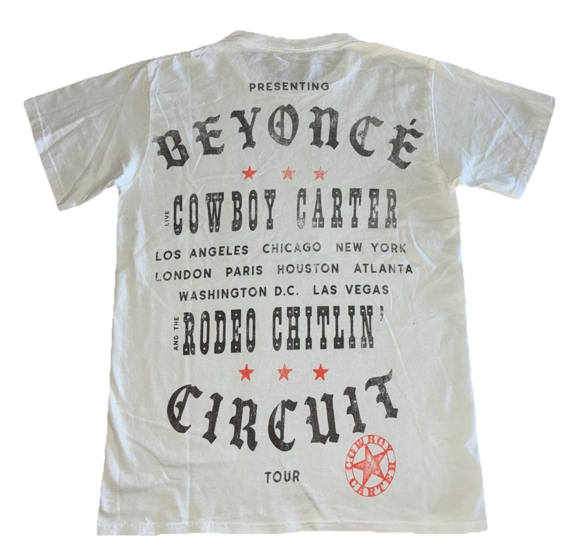 Beyonce Most Wanted Tee S White Cowboy Carter Tour 2025 Merch NEW *hole