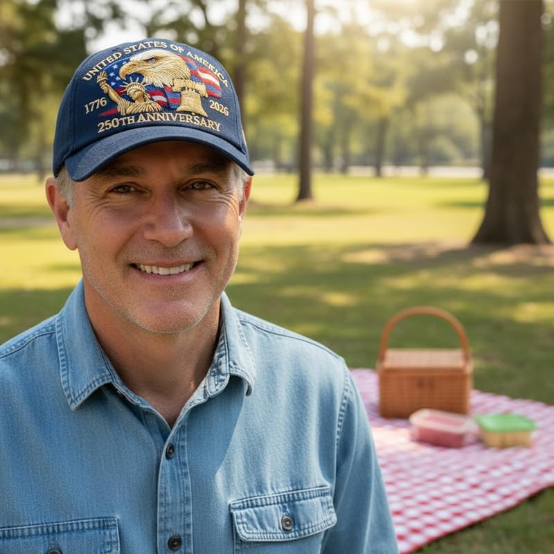 250 Anniversary USA Hat â€“ United States 250th Anniversary Adjustable Cyan