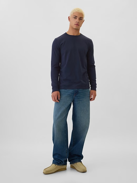 NWT GAP Everyday Soft Long-Sleeve Tee Shirt T-Shirt 100% cotton Navy Blue Men ML