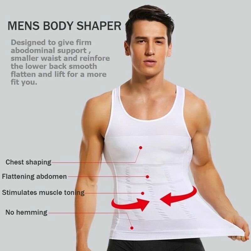 Men’s Slimming Body Shaper Shirt Compression Abs abdomen Control Belly Underwear