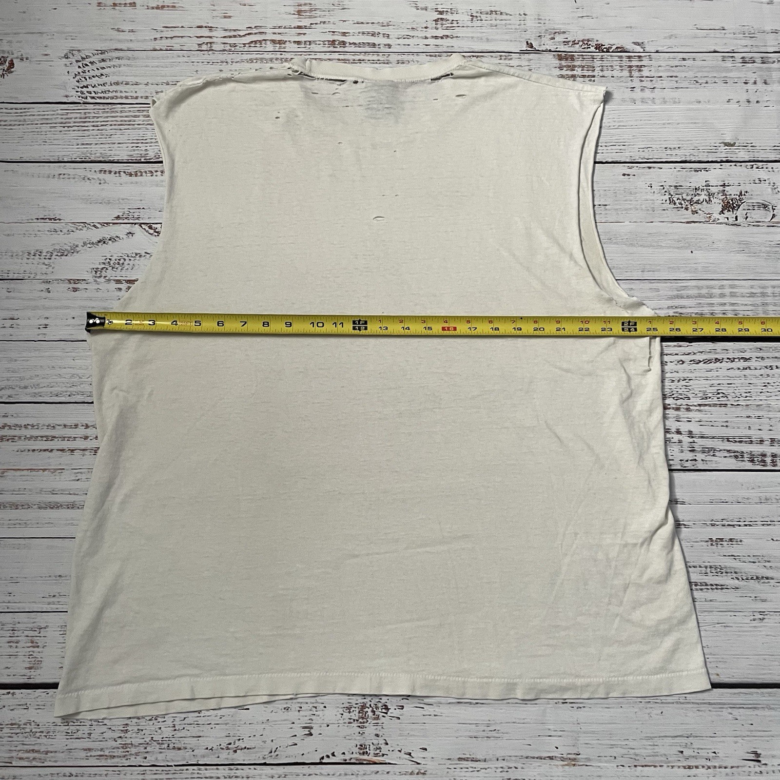 Vintage 90s Taz Looney Tunes Distressed Worn Faded Cut Off White Shirt Adult 2XL