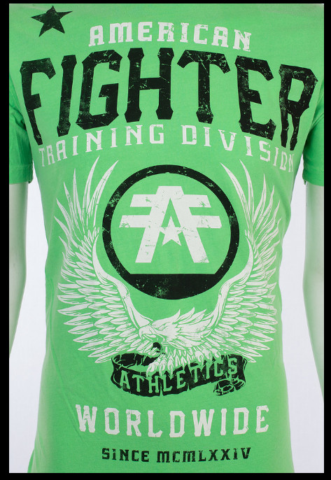AMERICAN FIGHTER Neon Green FLY BY Athletic Graphic T-shirt NWT