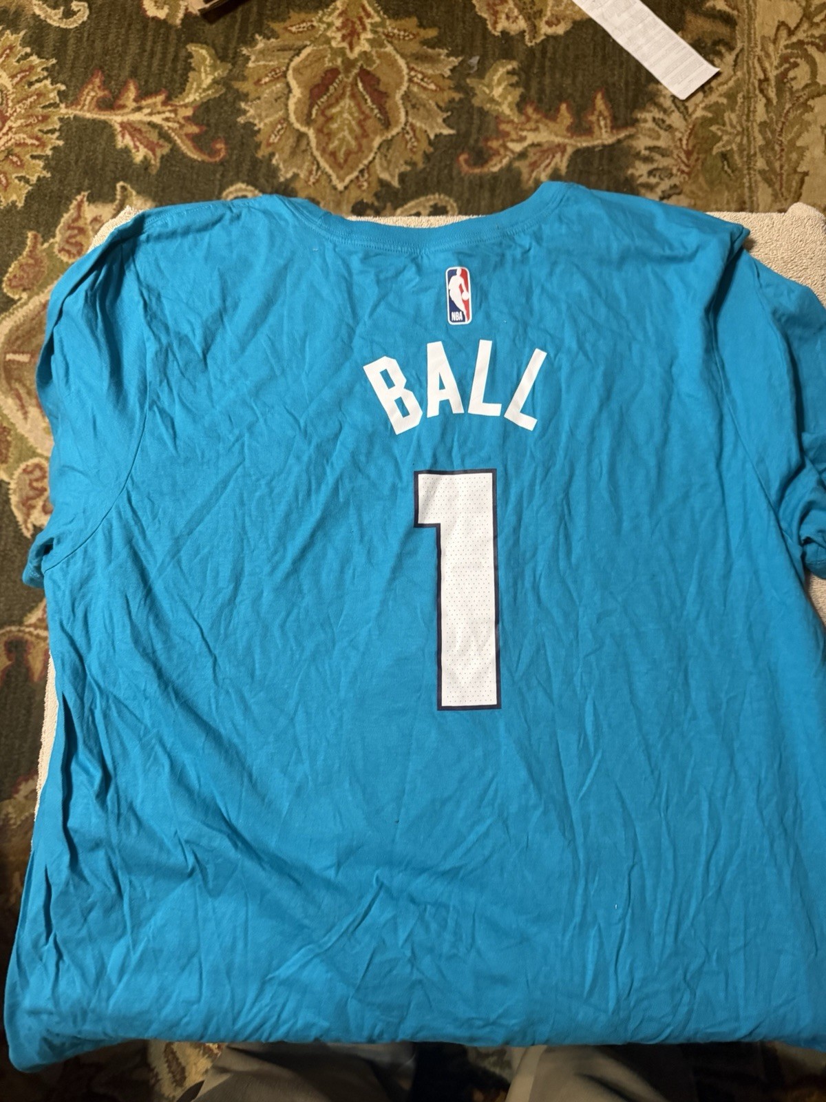 Jordan NBA Charlotte Hornets LaMelo Ball #1 Men’s 2XL Blue T-Shirt DR6366-422