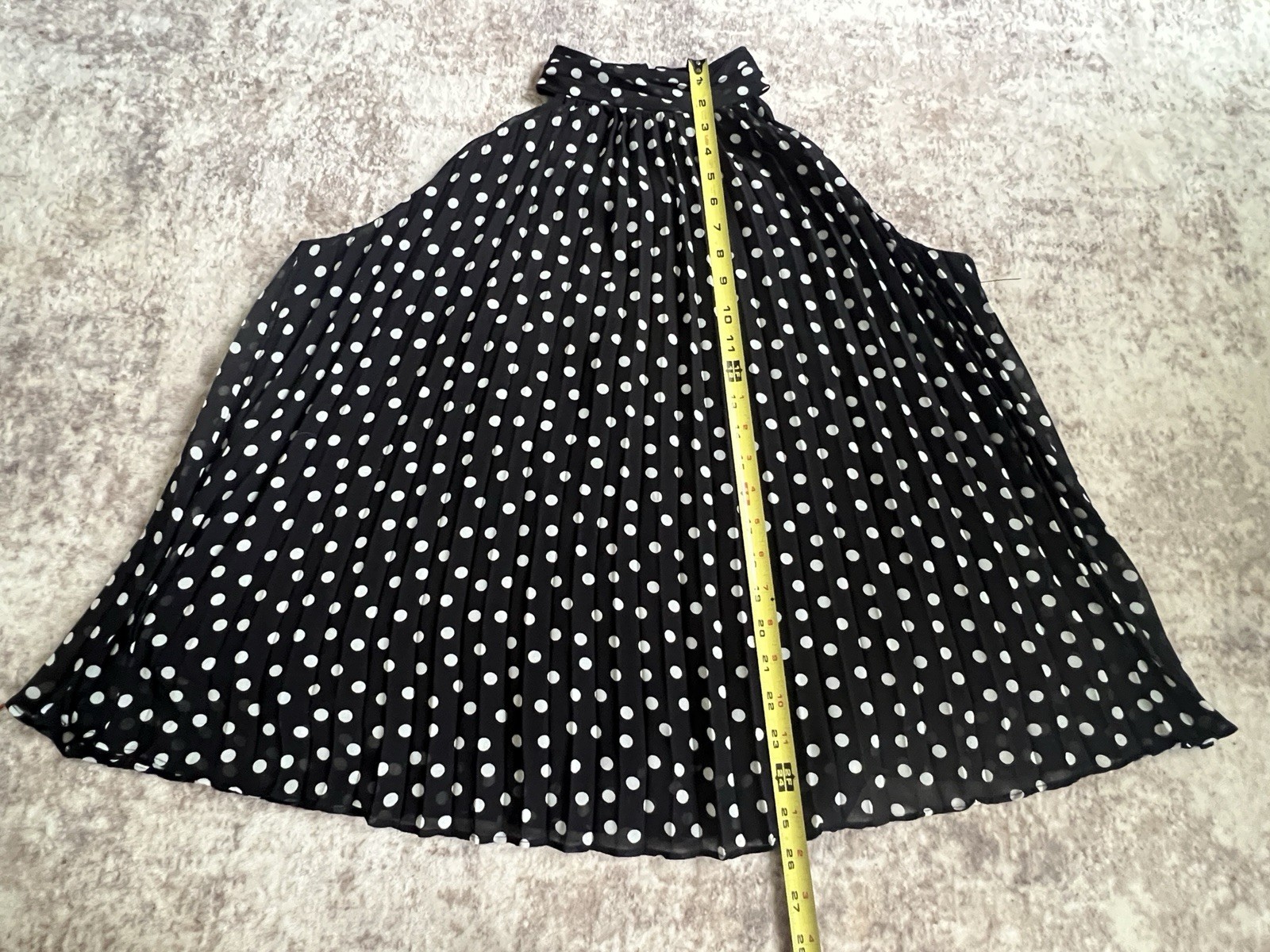 Karllagerfeld Blouse Women Medium Pleated Shirt Black White Polka Dot Top