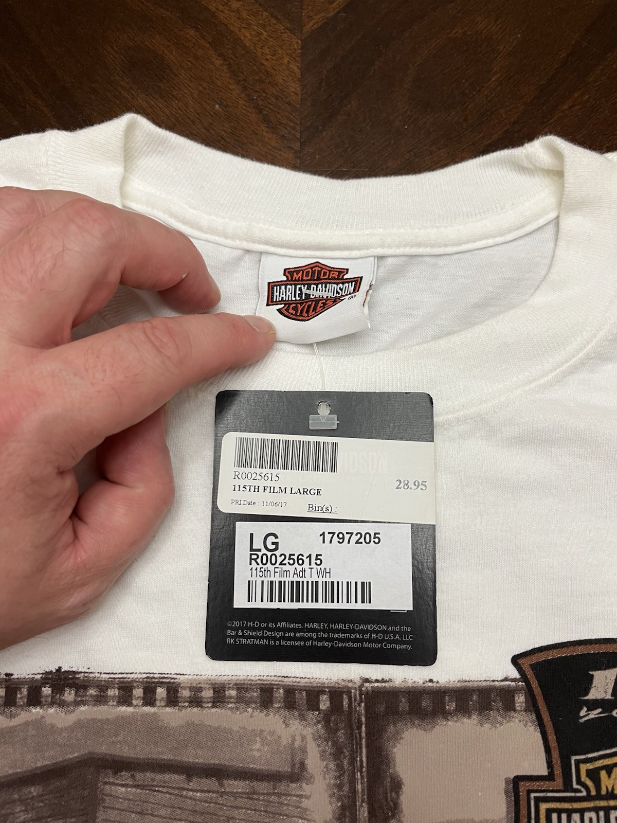 Harley Davidson White T-Shirt 115th Film Motors Size L NWT