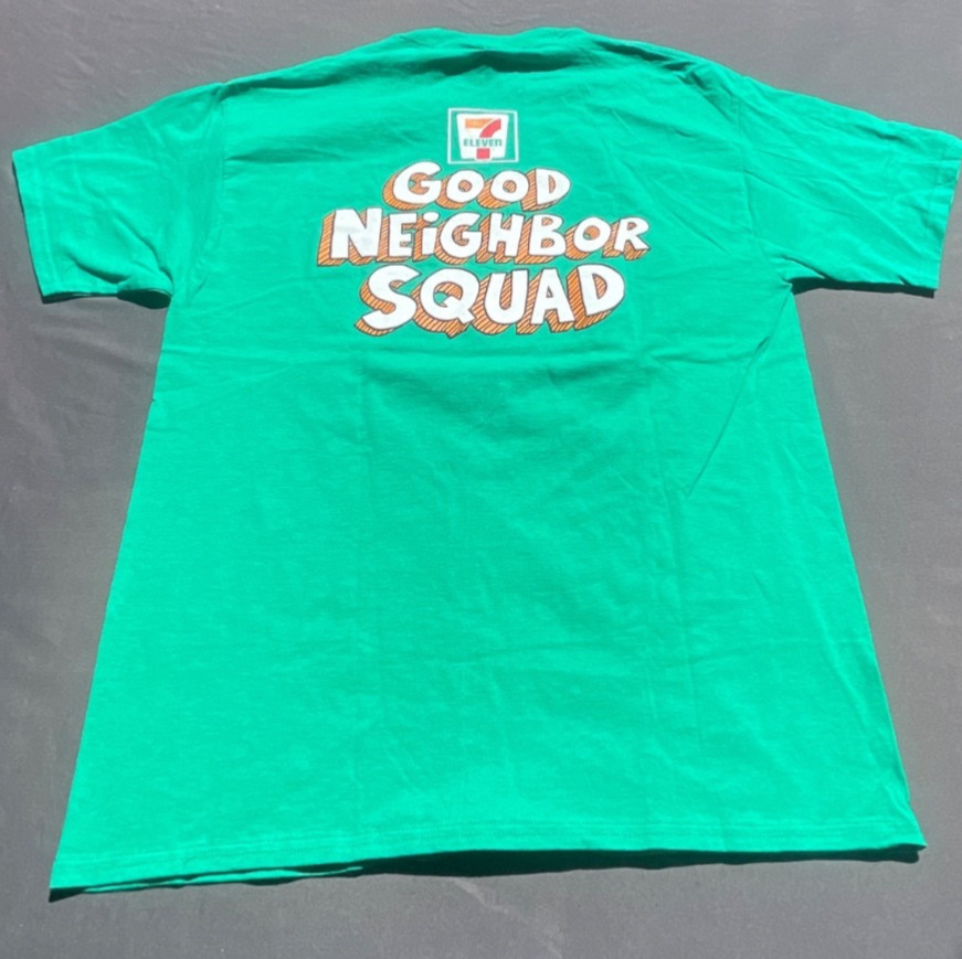 MENS VINTAGE GREEN NOVELTY 7-11 SHIFT TEE ST089