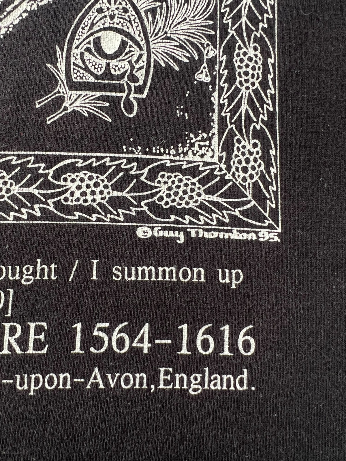 Vintage 90s William Shakespeare English Poet Playwright Black T-shirt
