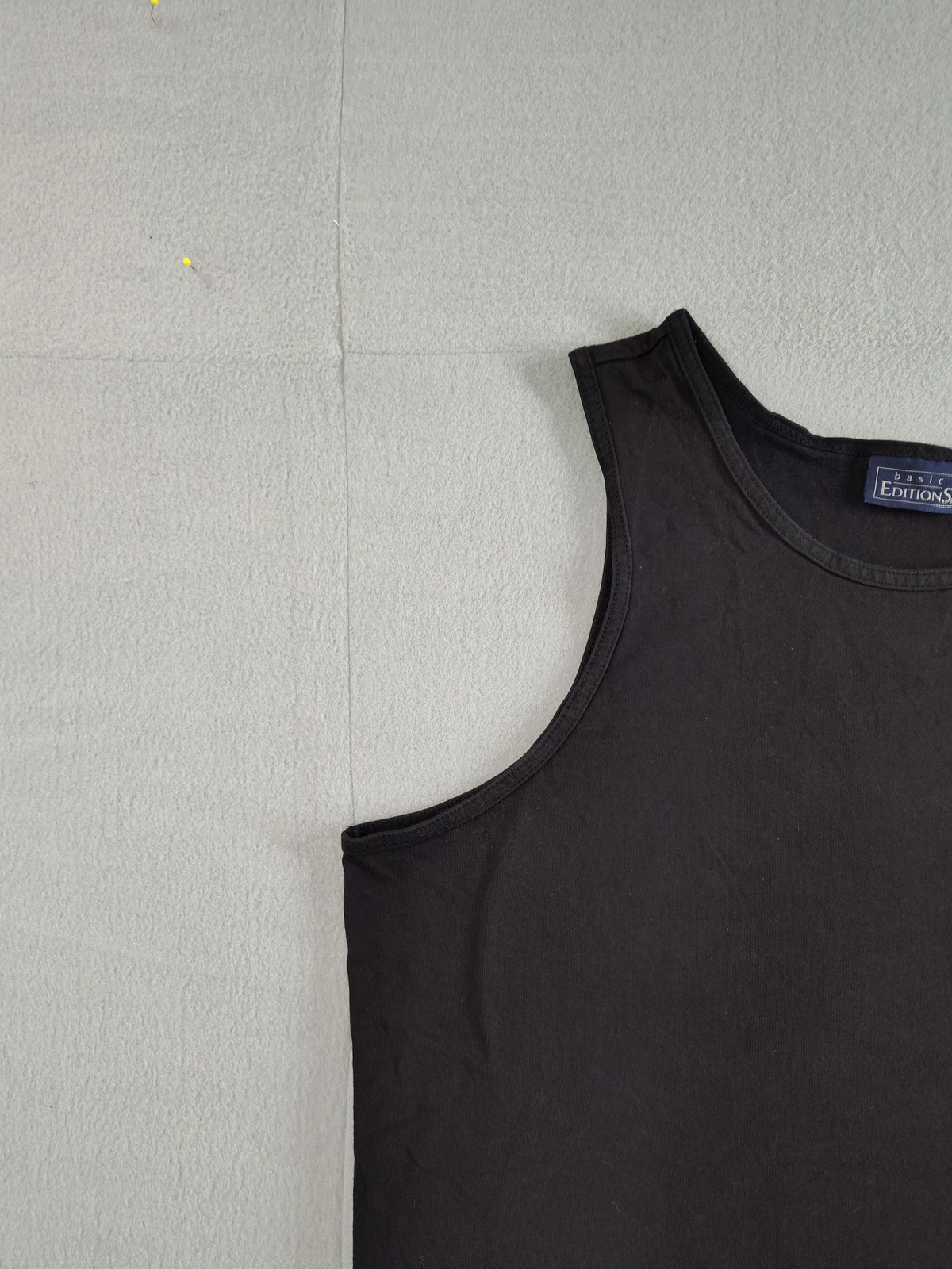 Basic Editions Tank Top Shirt Mens XL Black Sleeveless 100% Cotton Casual