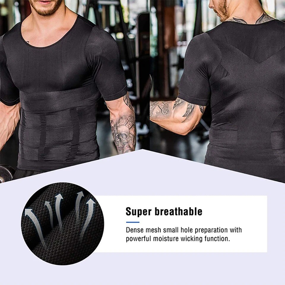 Gynecomastia Men’s Slimming Shaper Shirt Abs Abdomen Slim Compression Shapewear