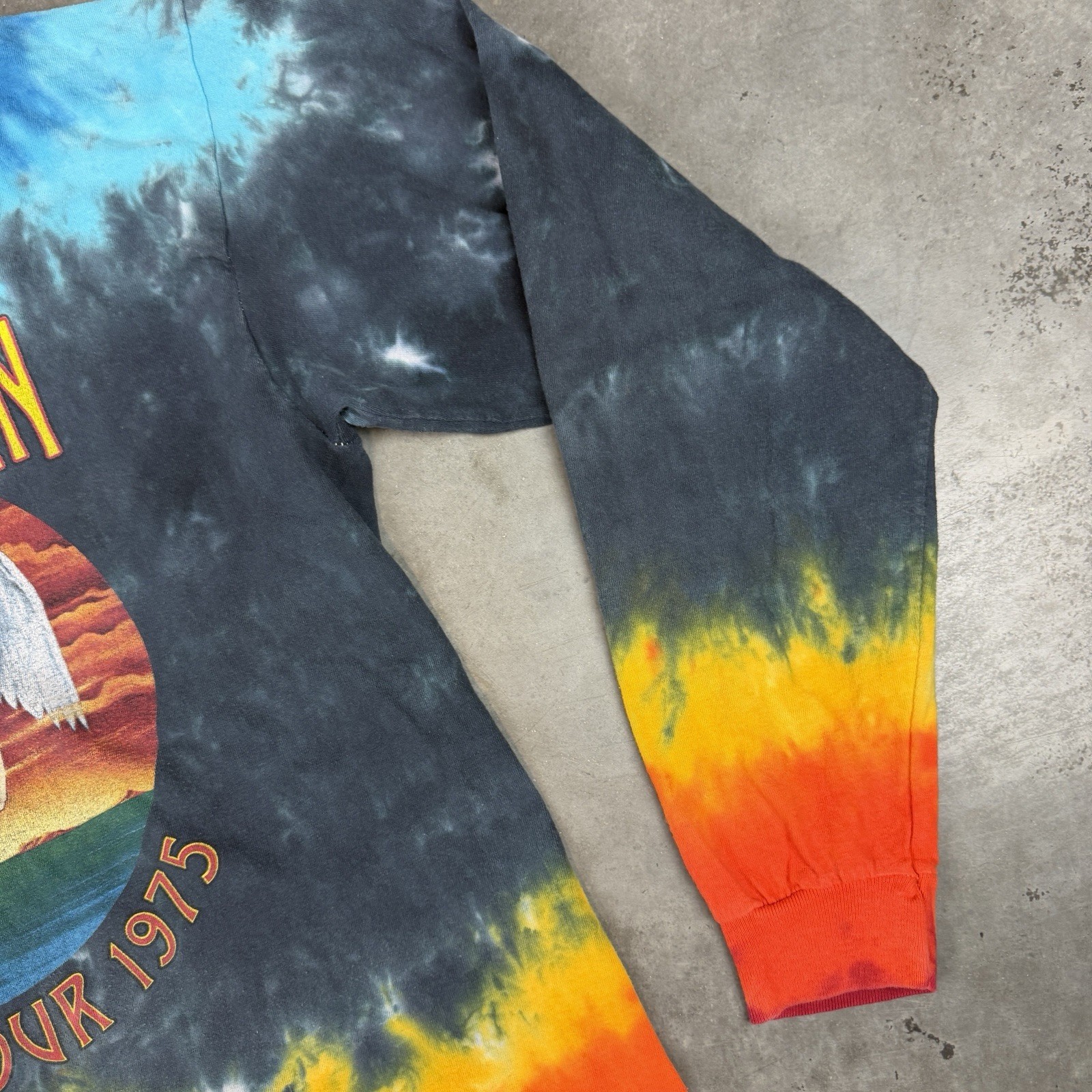 Led Zeppelin T Shirt Mens Large Multicolored Long Sleeve Tie Dye Flaws Preowned