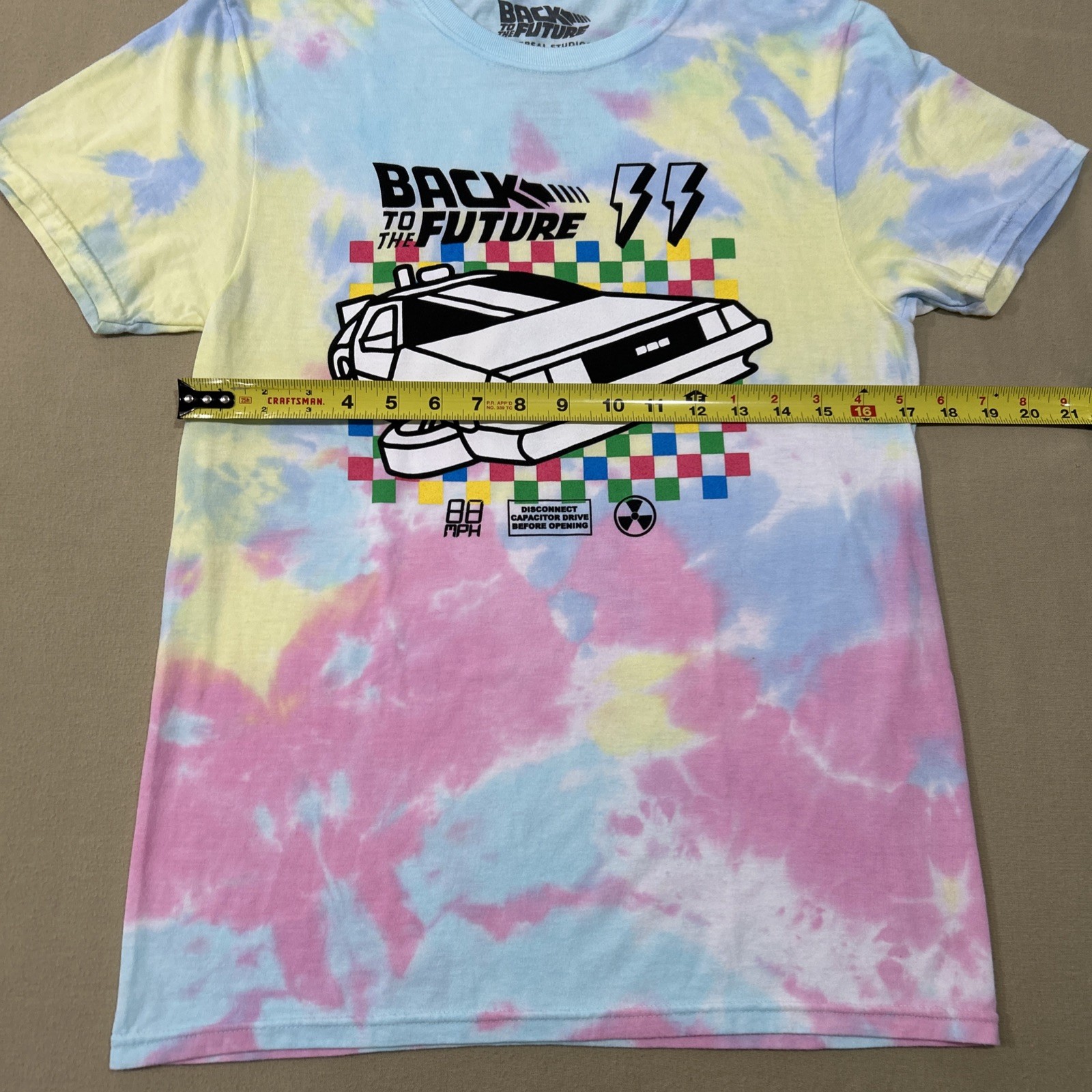 Back To The Future Universal Studios Park Tie-Dye Shirt Size Small Delorean