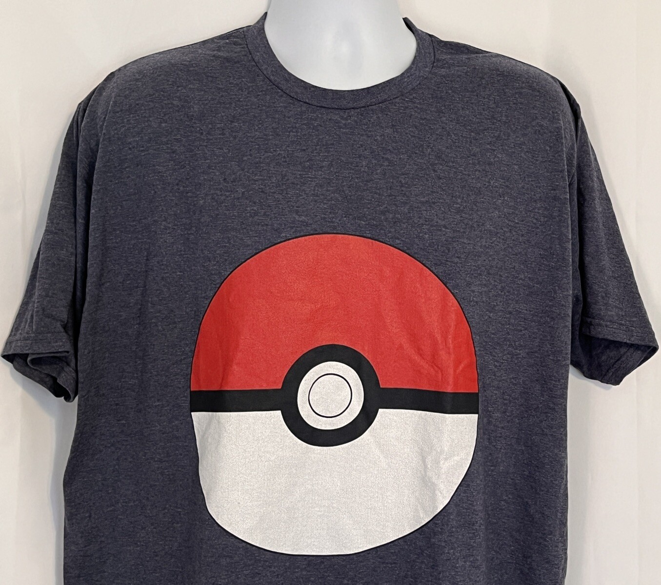 Pokemon T-Shirt Poke Ball Adult Classic Red & White Logo Dark Gray New XL