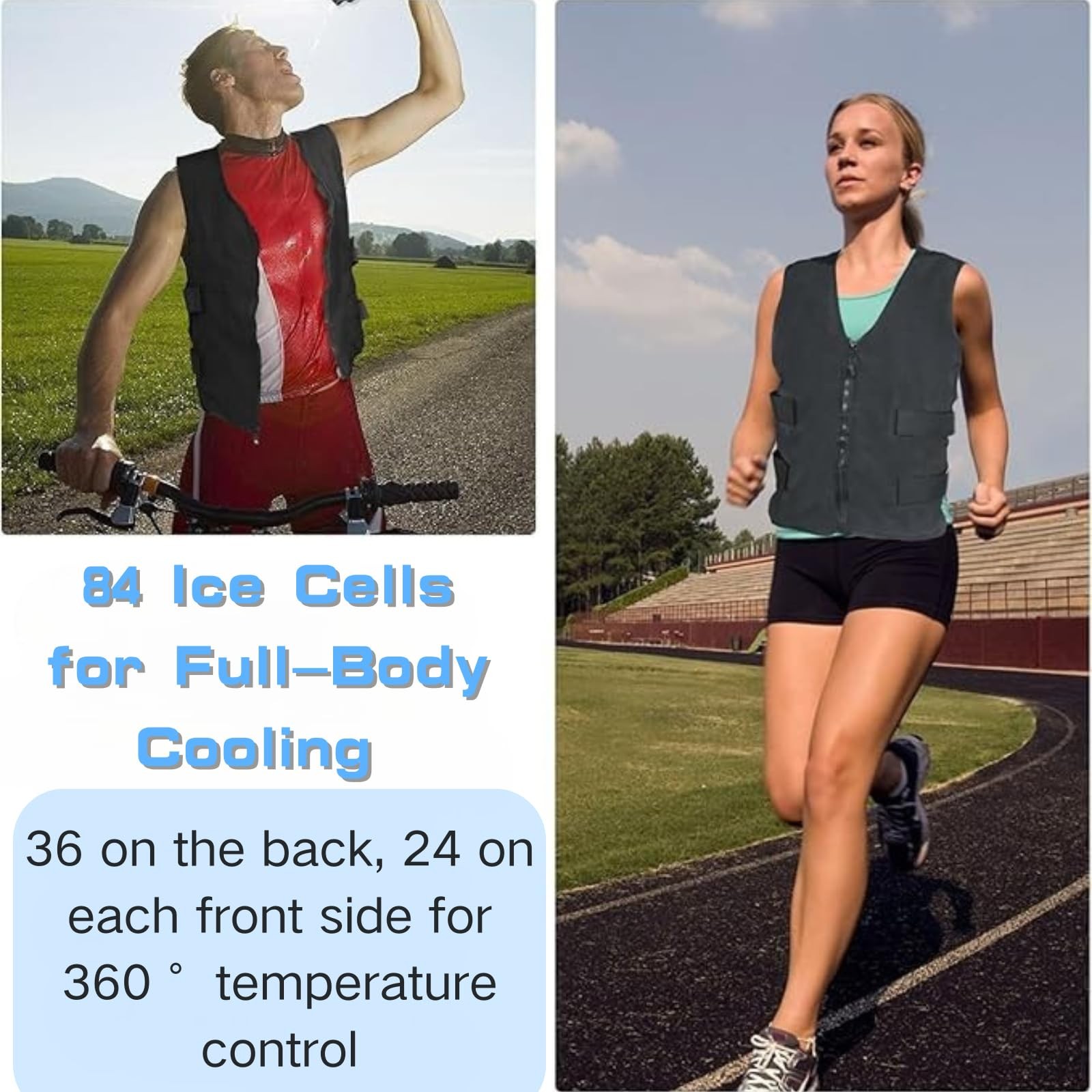Adjustable Cooling Vest with 84 Ice Cells – 360° Full-Body Cooling，One-Size f…