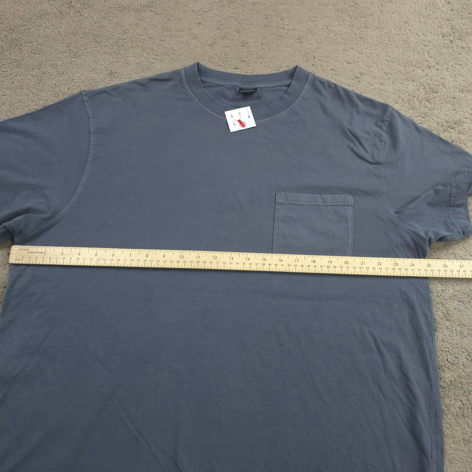 Cotton-On Men’s Loose Fit Dusty Denim Crew Cotton T-Shirt Short Sleeve 2XL