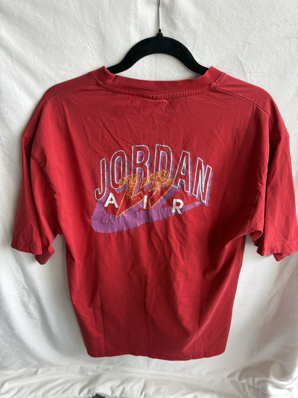 Jordan Air Jumpman Logo Graphic Print T-Shirt Red Short Sleeve Crew Neck L