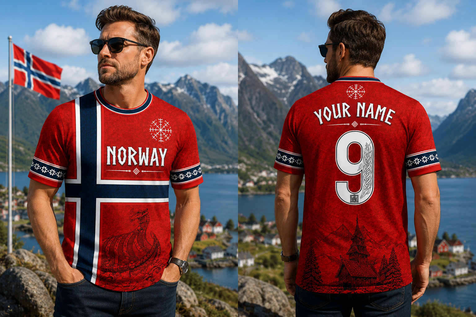 Noway Soccer Jersey Custom Name Number Nowegian Football Shirt (S-5XL)