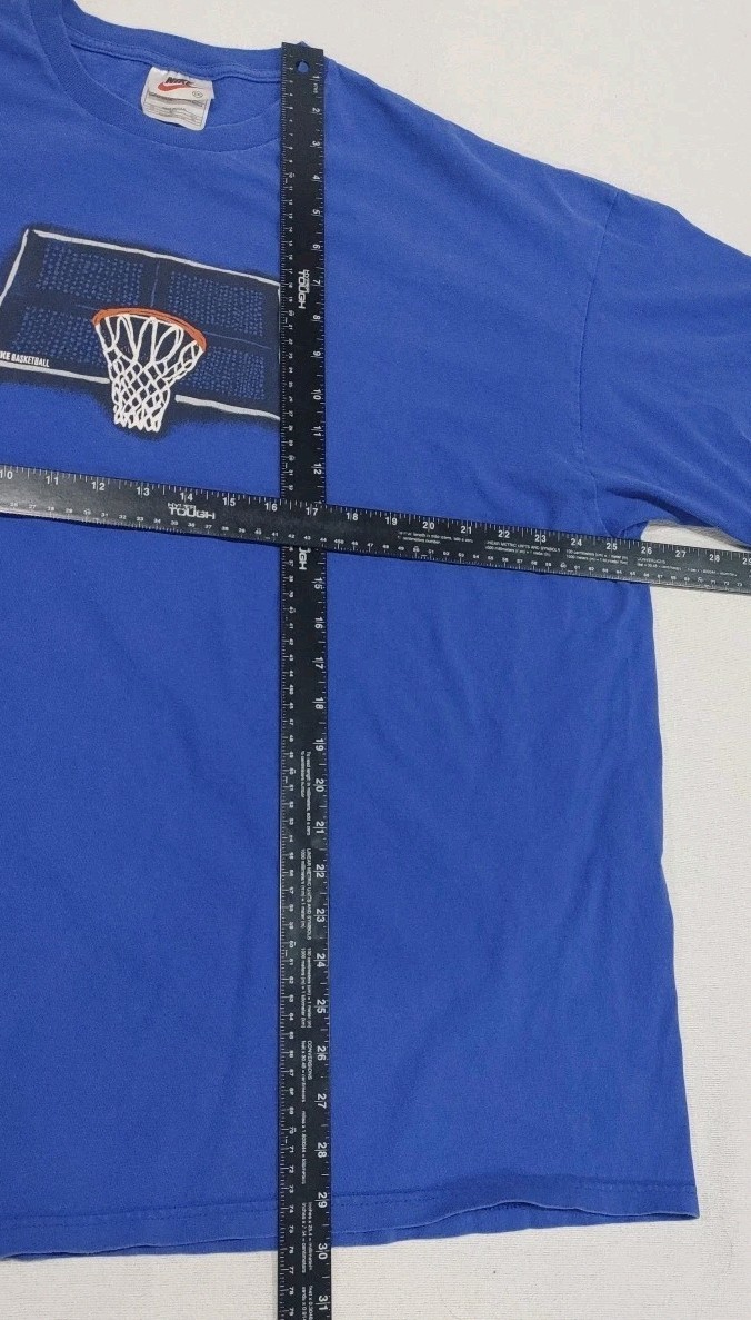 Vintage Nike Basketball Shirt Blue Graphic Sketch Art Made USA 90s Adult XXL 2XL