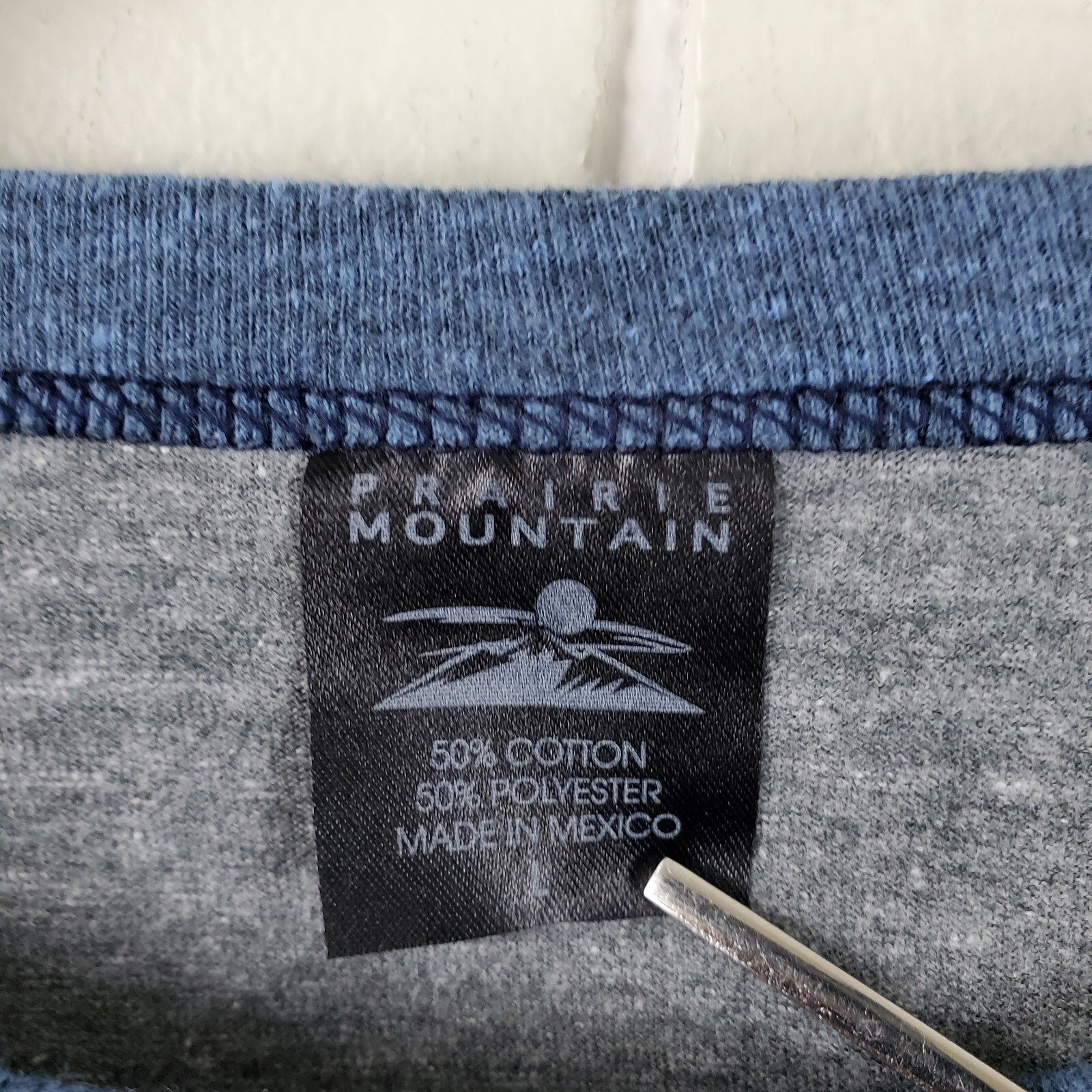 Seattle Washington Shirt Men Large Gray Blue Crew Neck 3/4 Sleeve Raglan Graphic