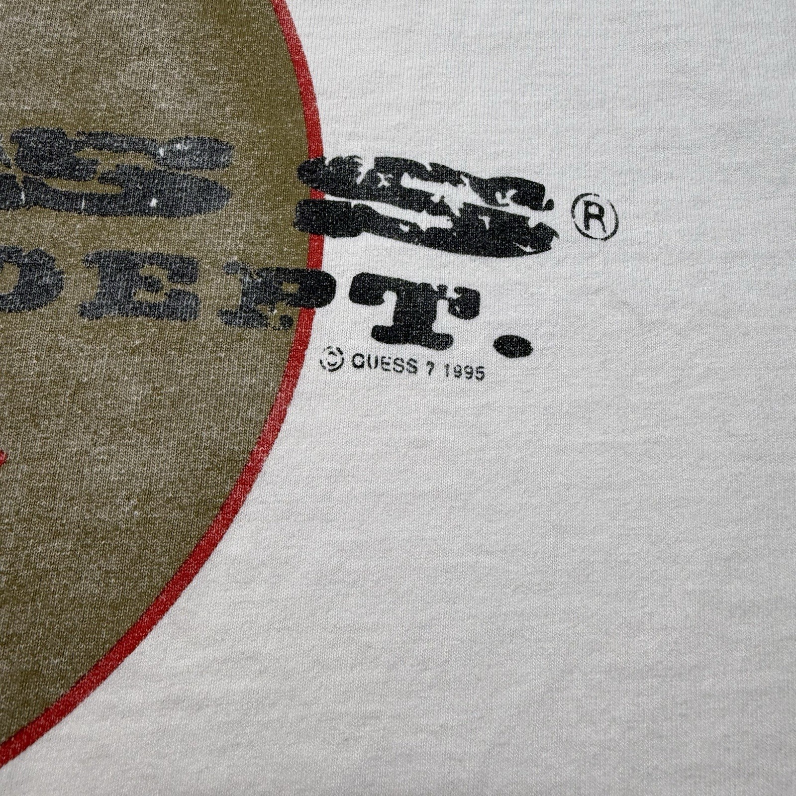 Vintage 1995 Guess Athletic Dept Baseball Graphic T-Shirt Size Medium / XL USA